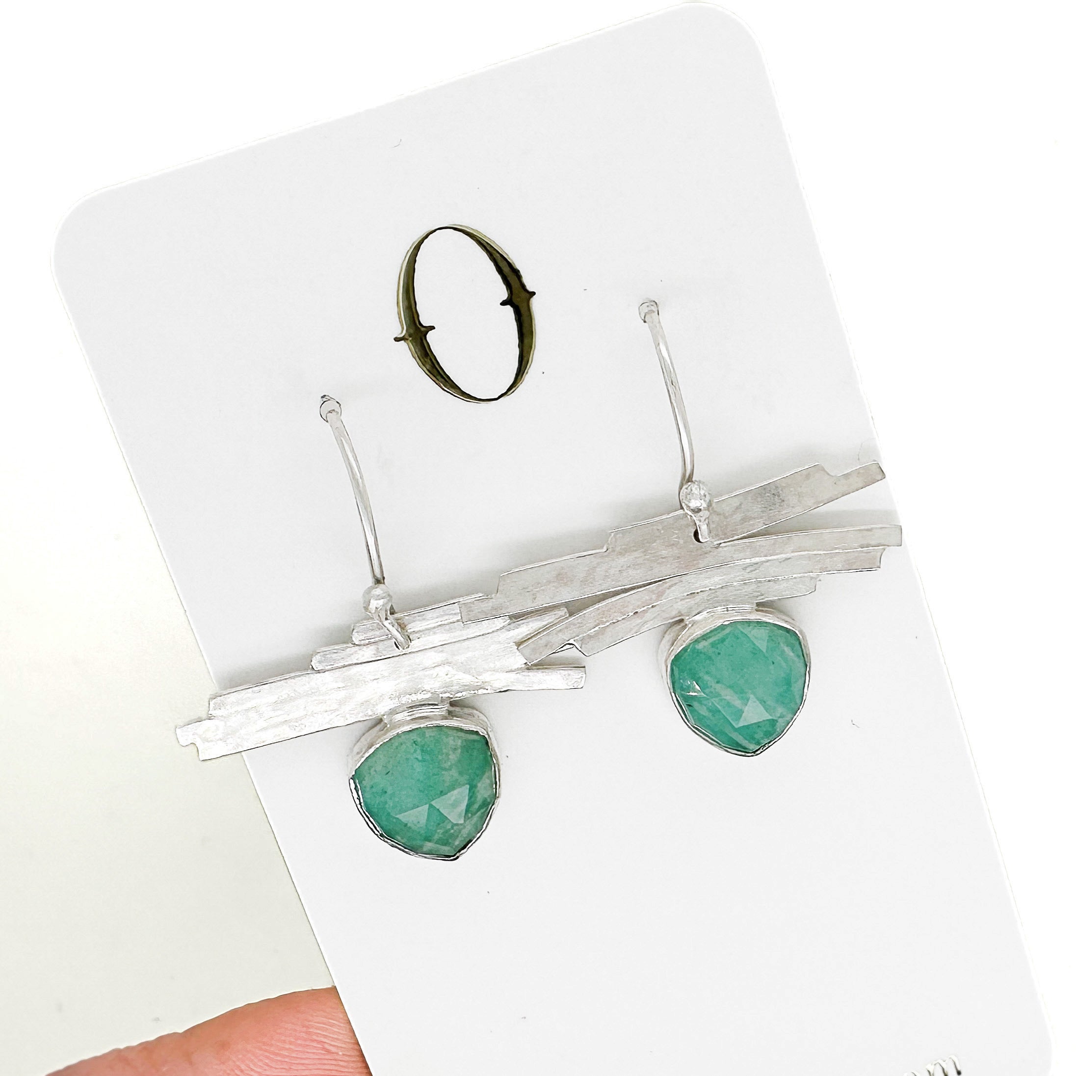 Line & Stone Earrings- Chalcedony