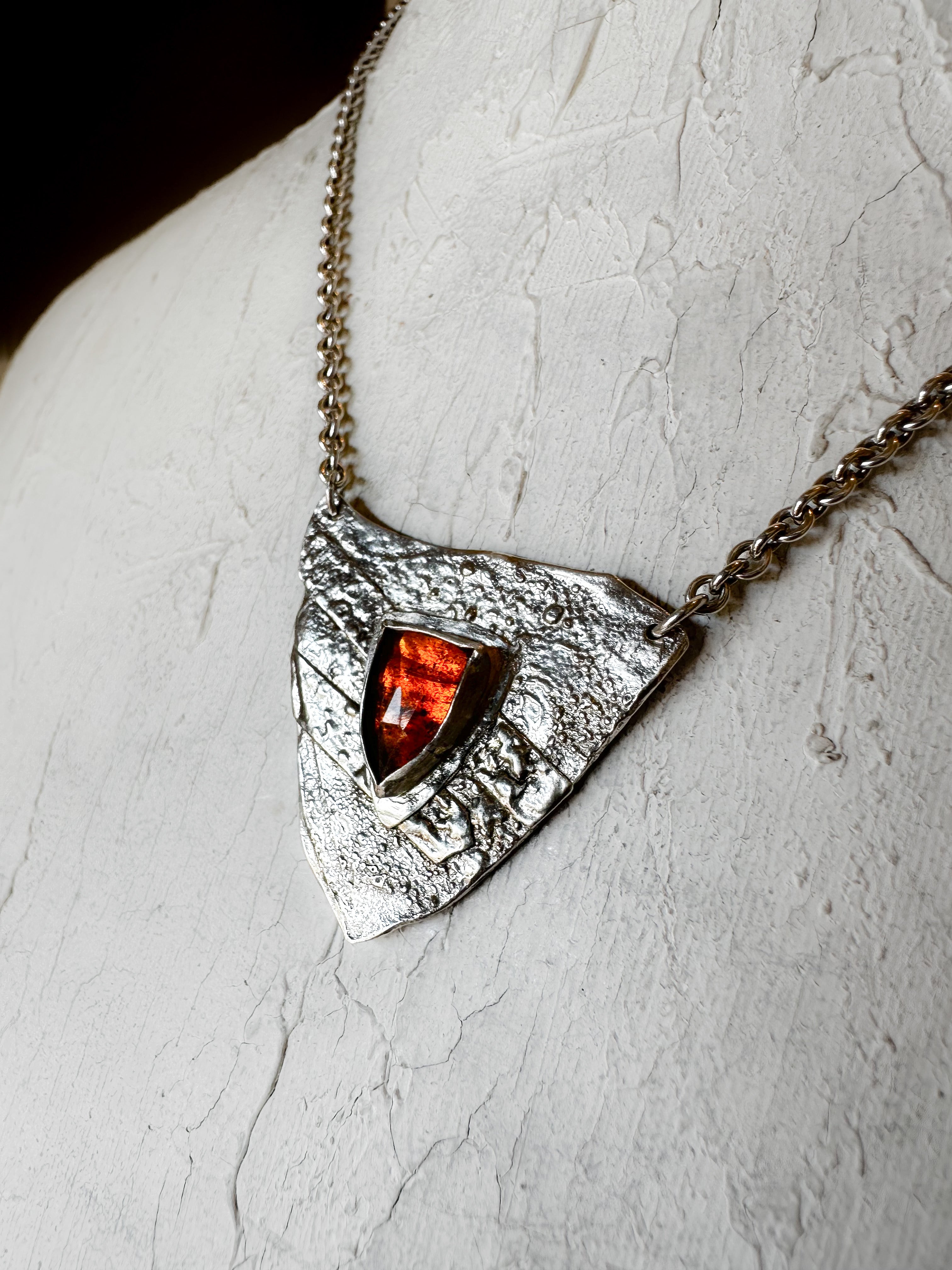 ObscurO Shield Necklace in Orange Kyanite- Ignis