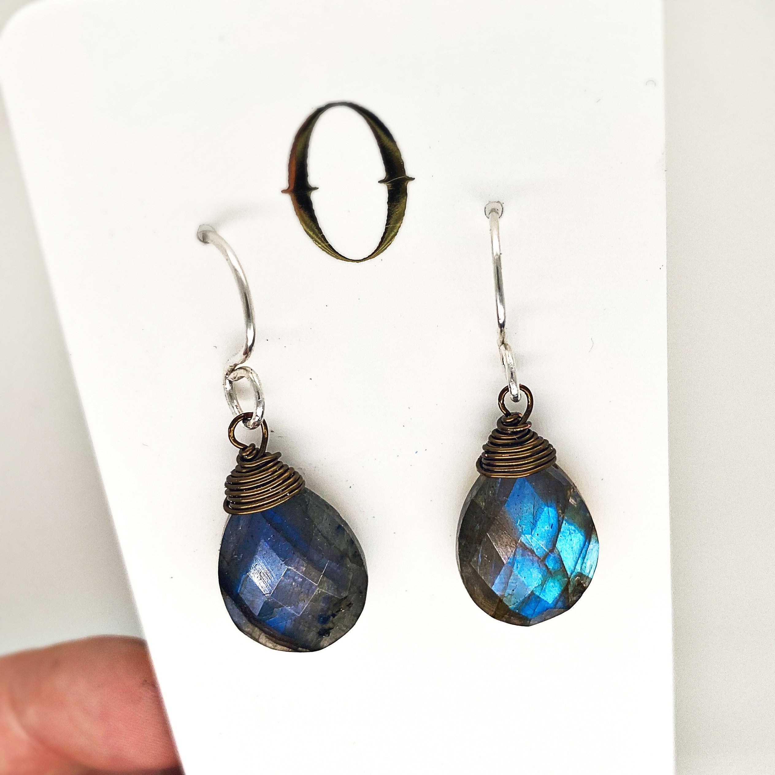 Labradorite Drop Earrings - Obscuro Jewelry - Sterling Silver