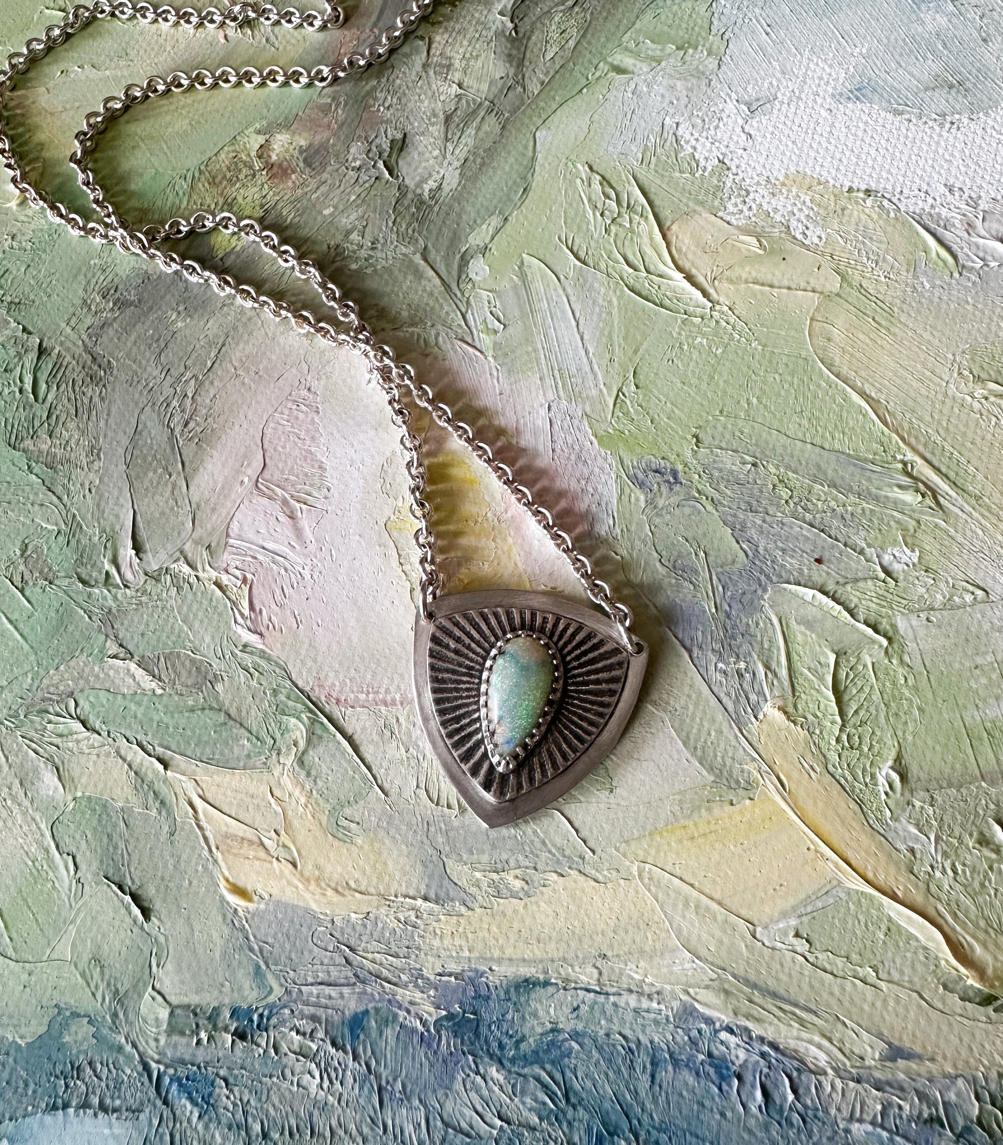 Radiant Opal Shield Necklace