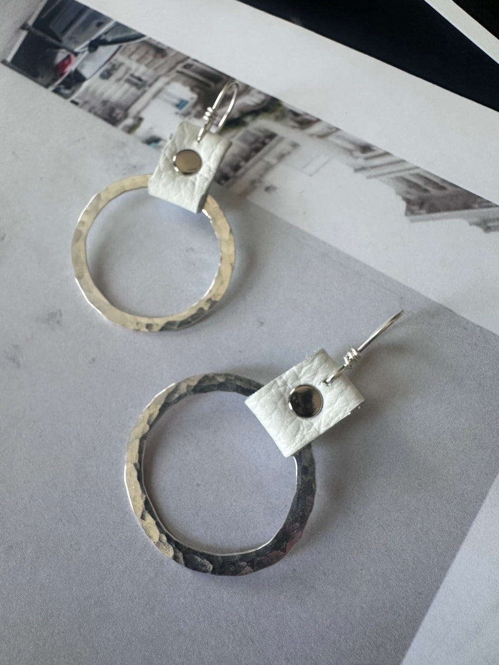 Take the Lead Earrings- White Leather Edition