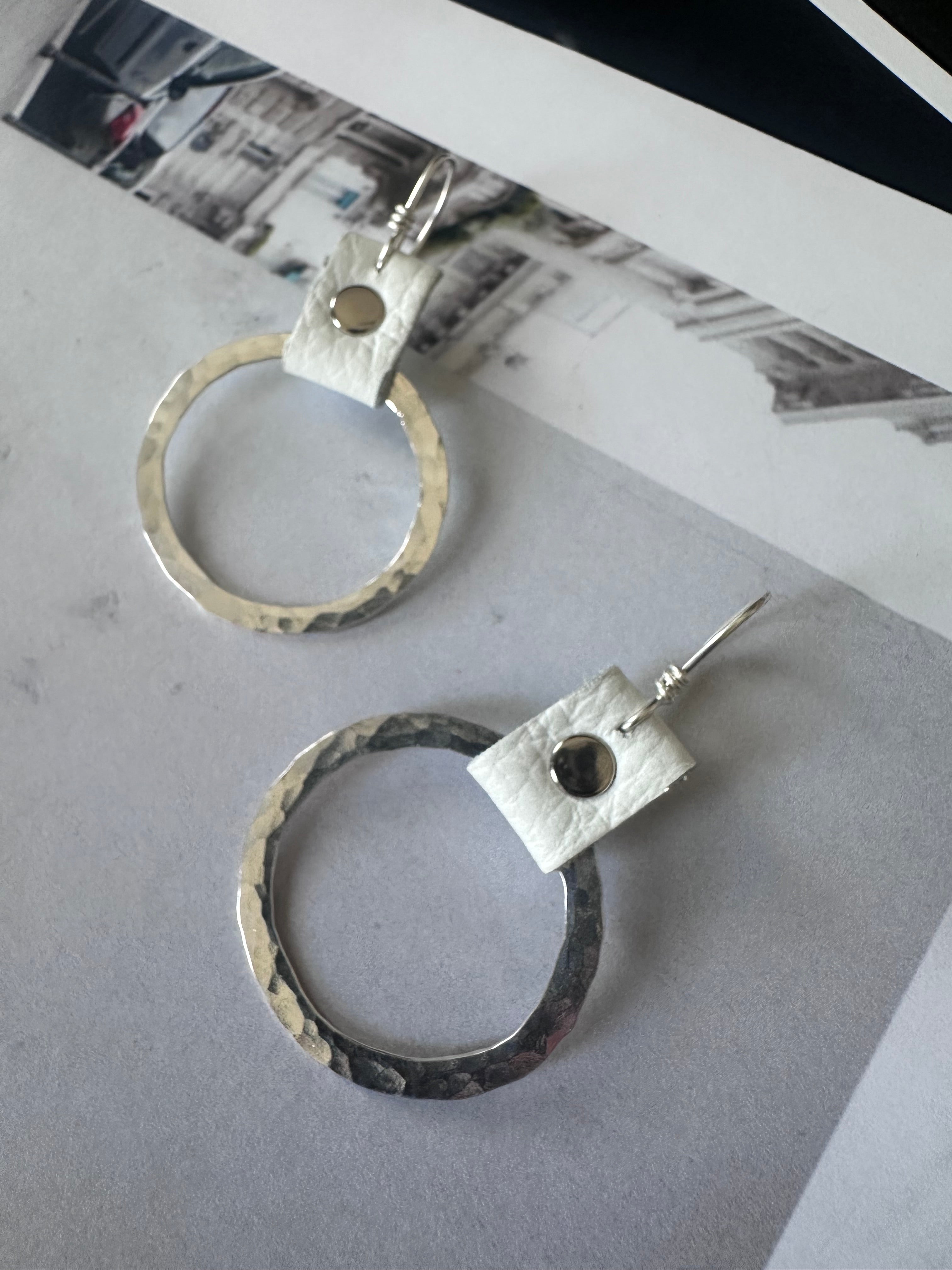 Take the Lead Earrings- White Leather Edition
