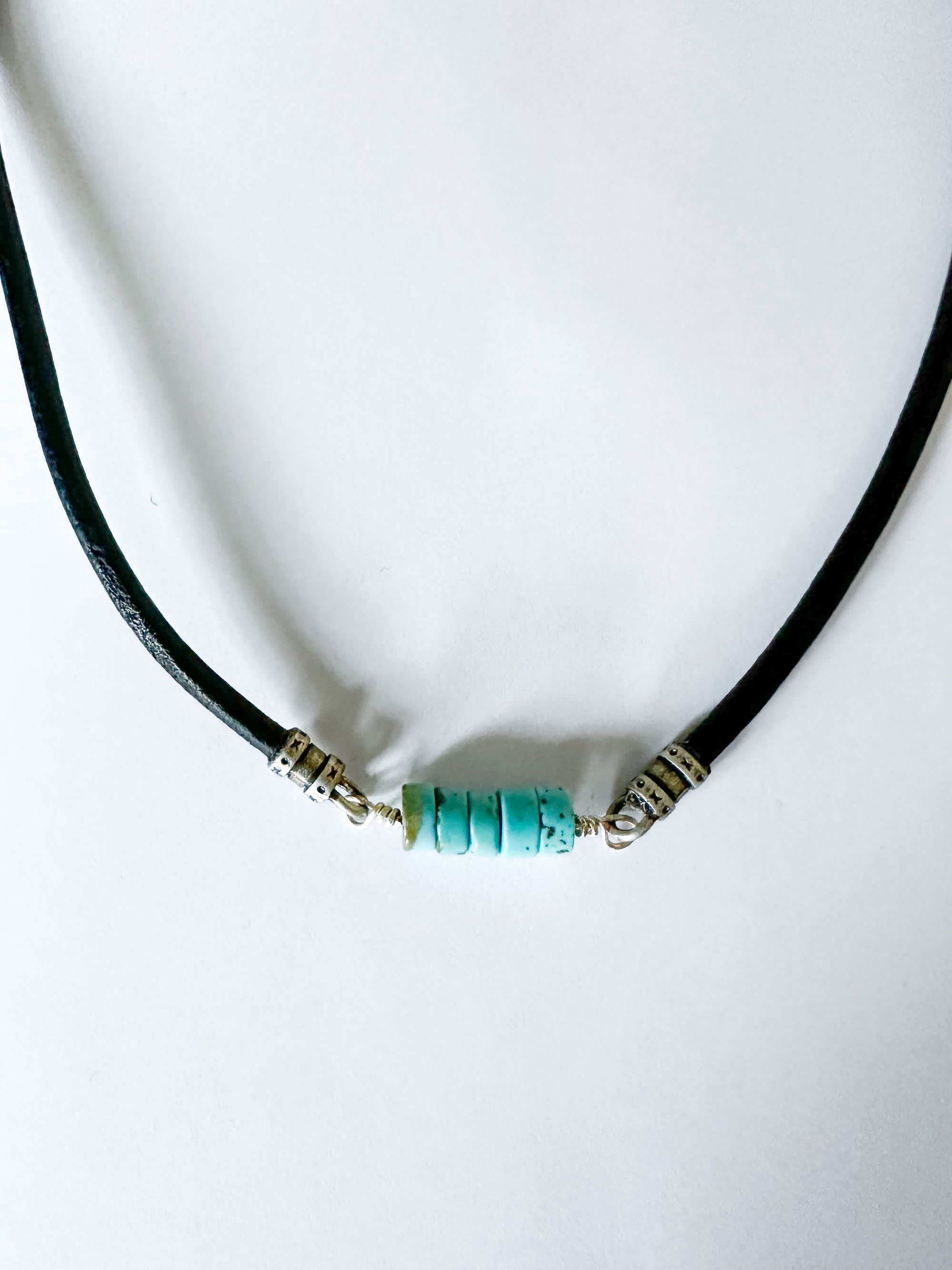 Turquoise and Leather Necklace