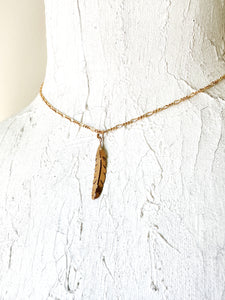 Gold Feather Necklace