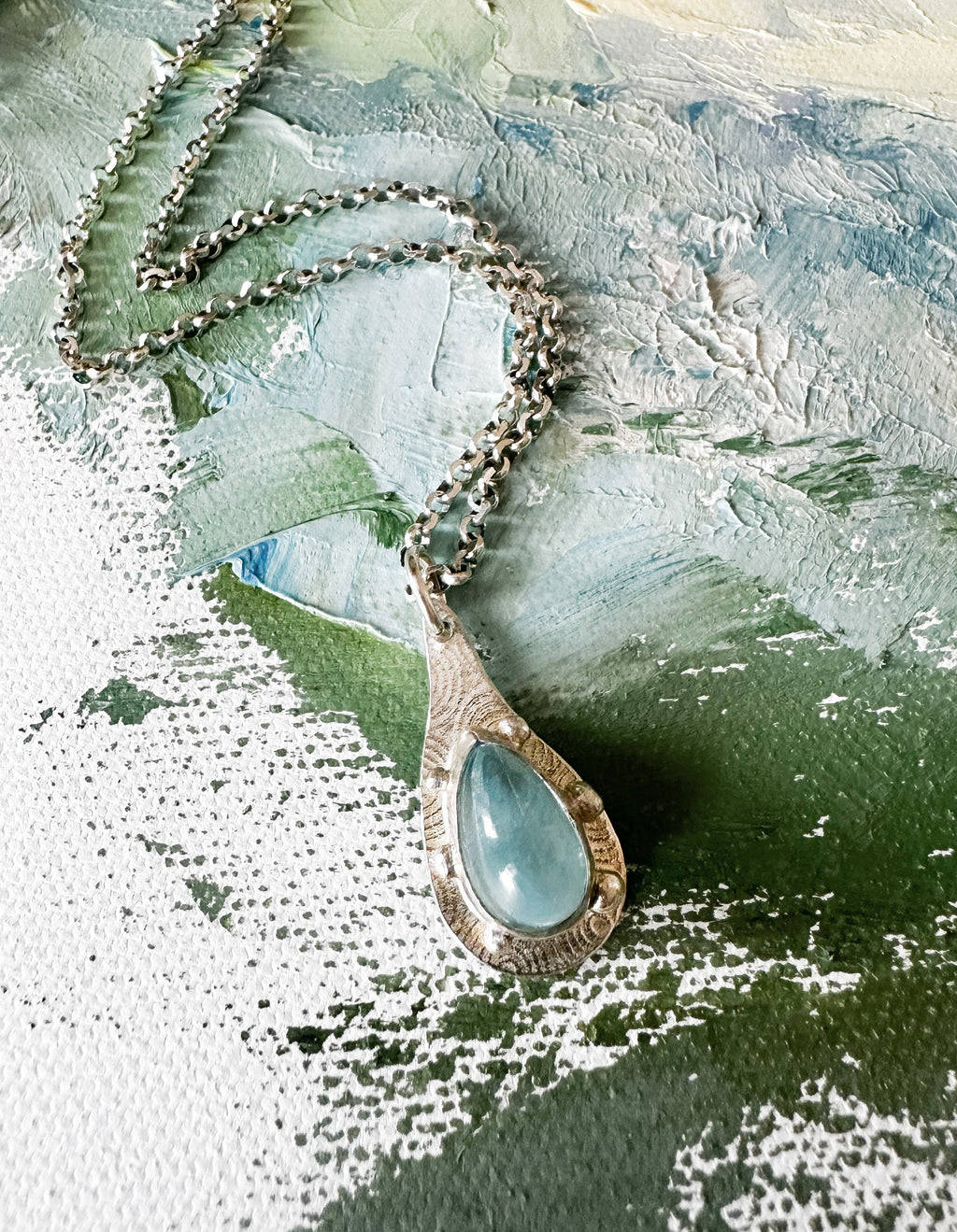 AquaMarine Rain Drop Necklace