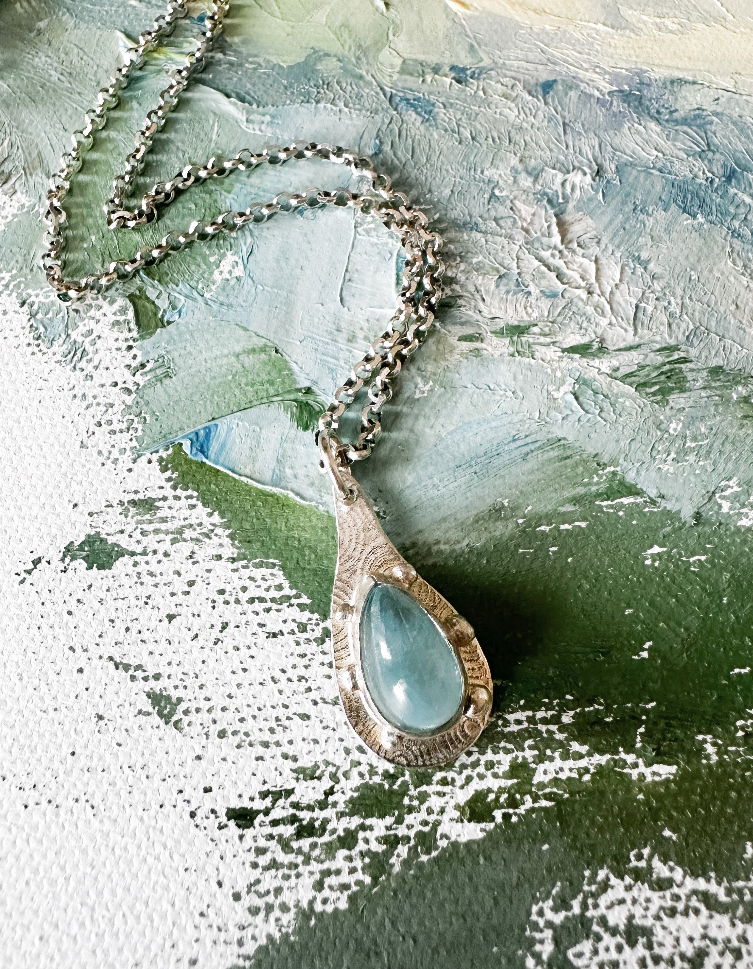 AquaMarine Rain Drop Necklace