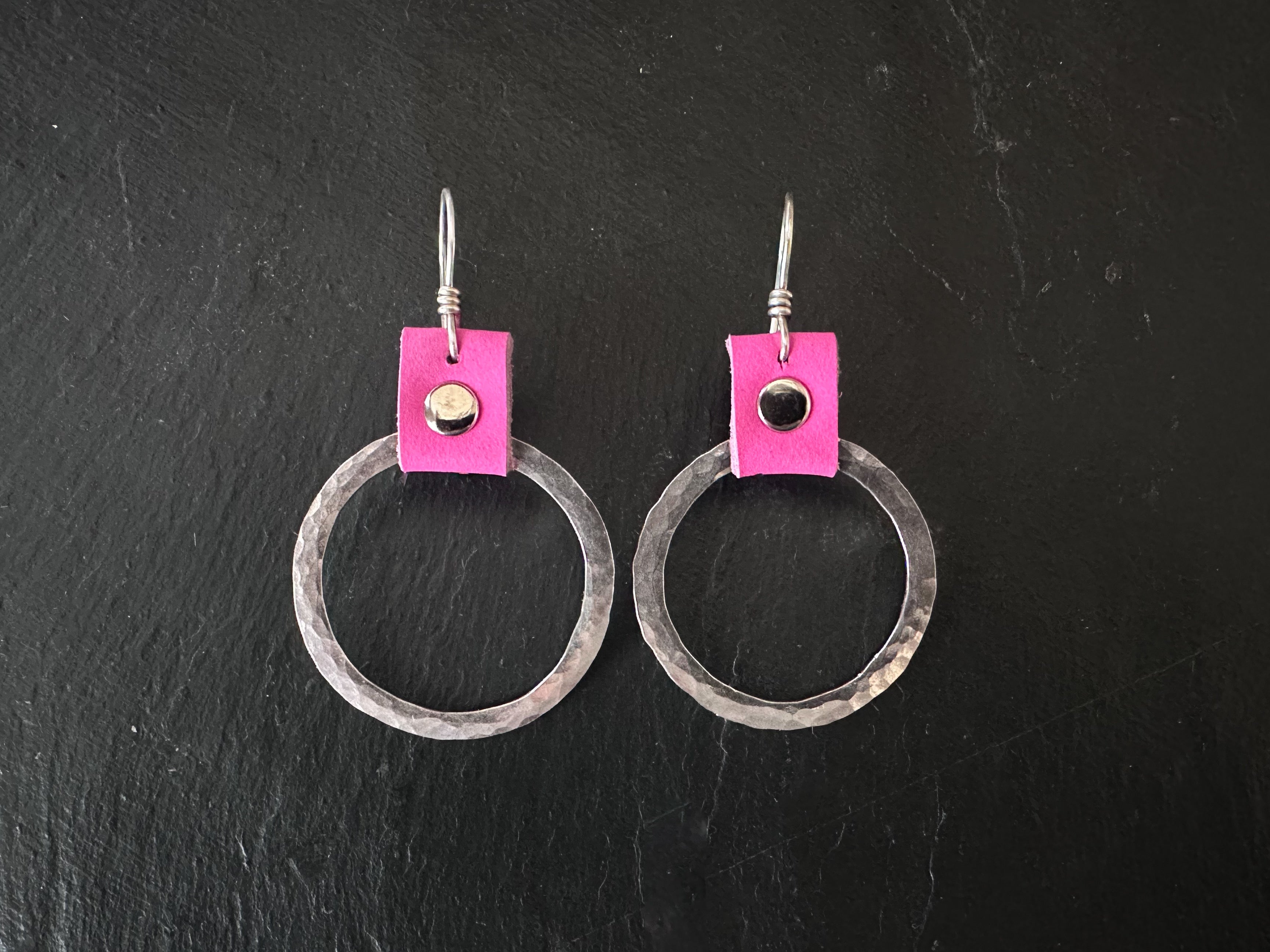 Take the Lead Earrings- Hot Pink Leather Edition