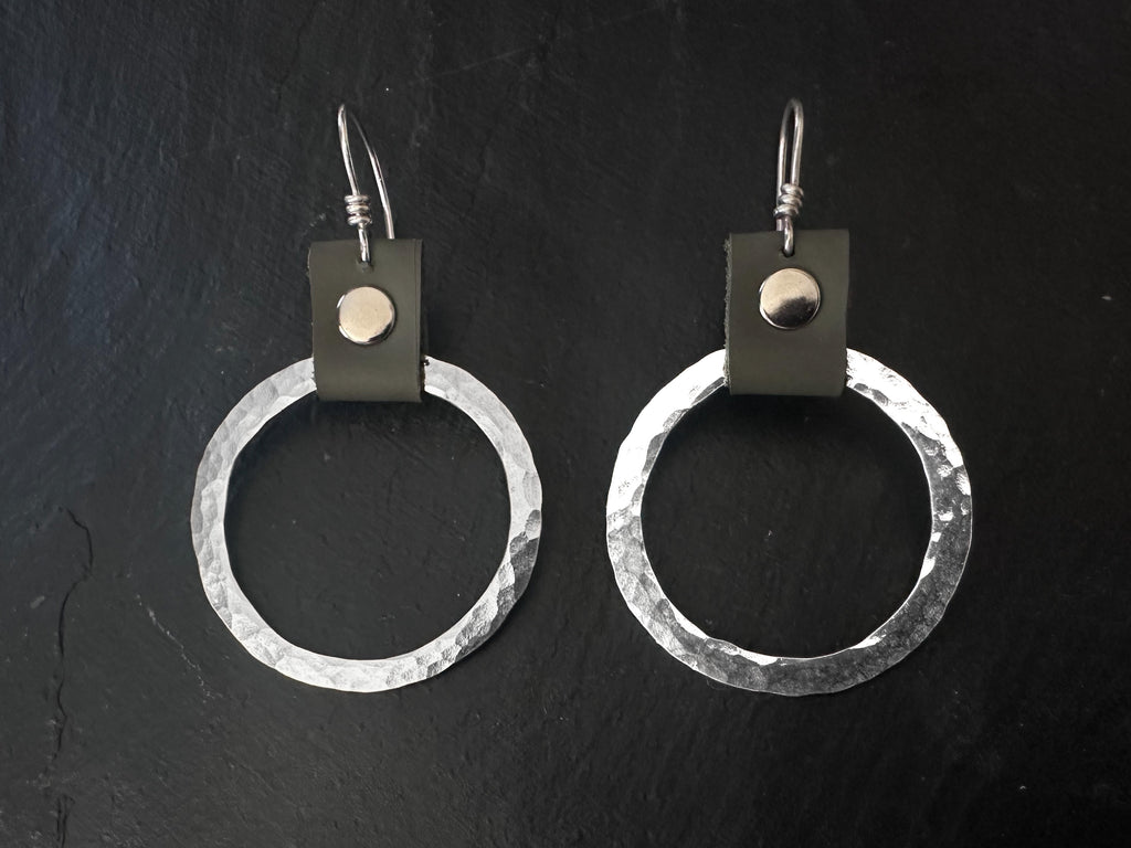 Take the Lead Earrings- Moss Leather Edition