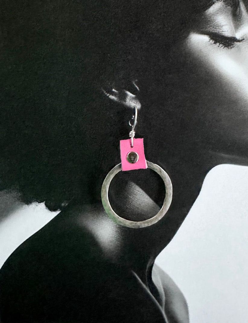Take the Lead Earrings- Hot Pink Leather Edition