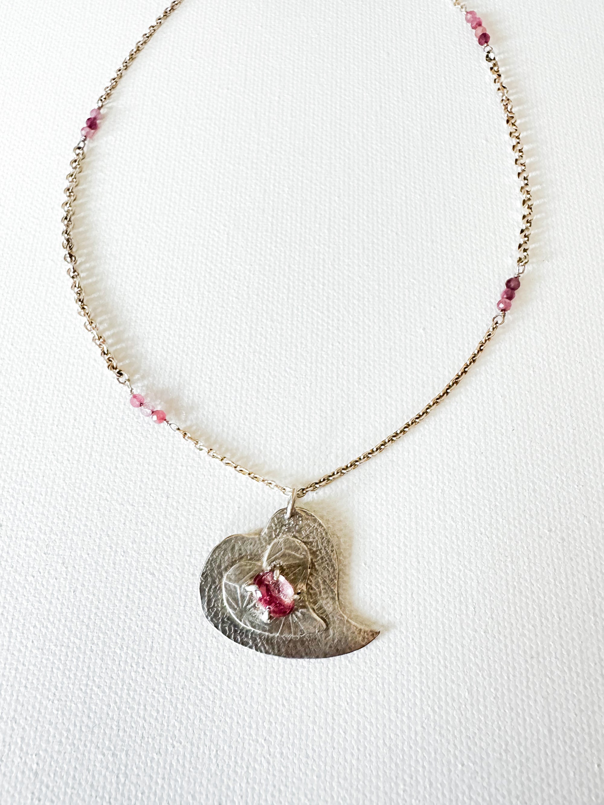 Pink Tourmaline Heart Necklace
