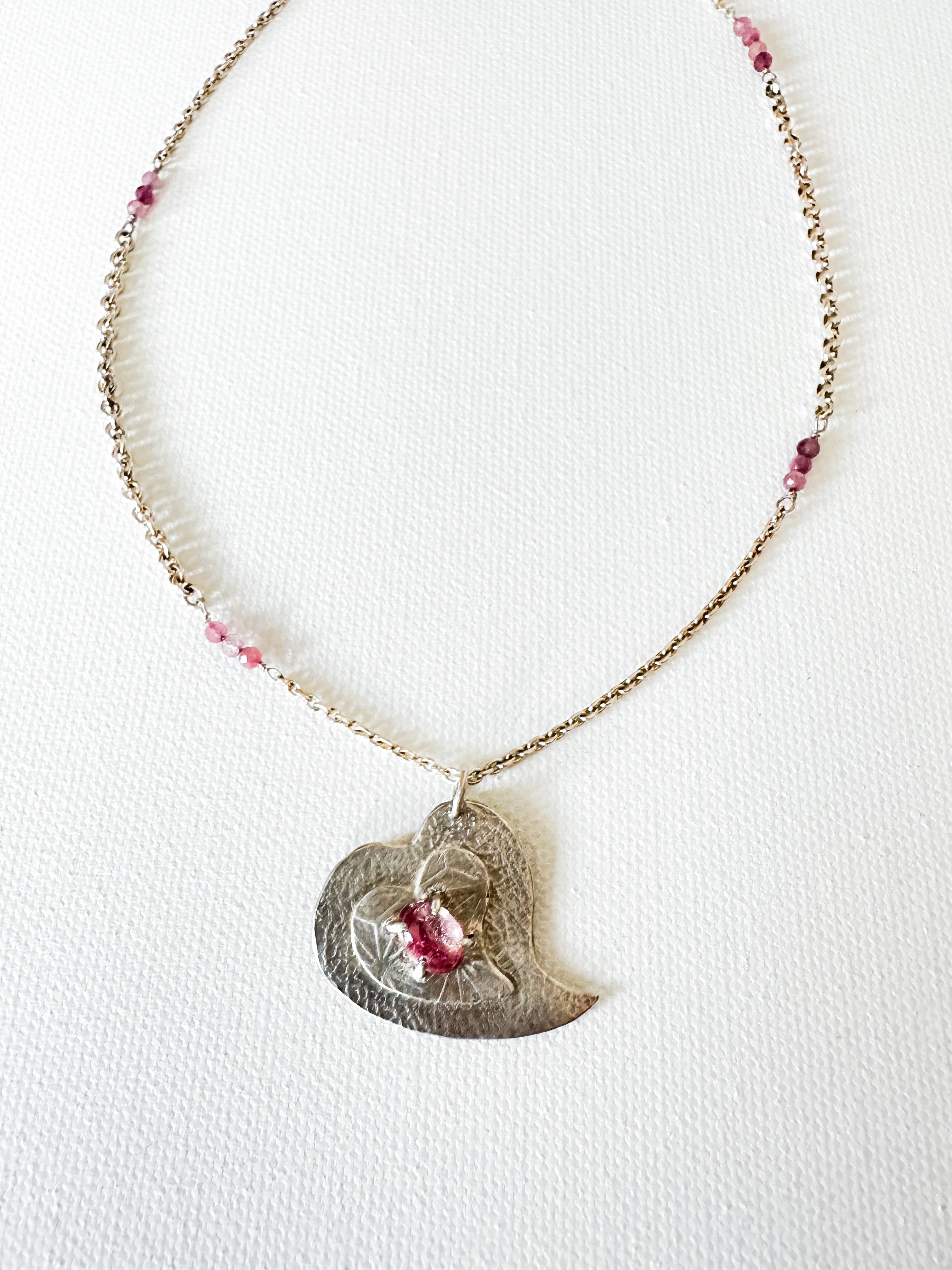 Pink Tourmaline Heart Necklace