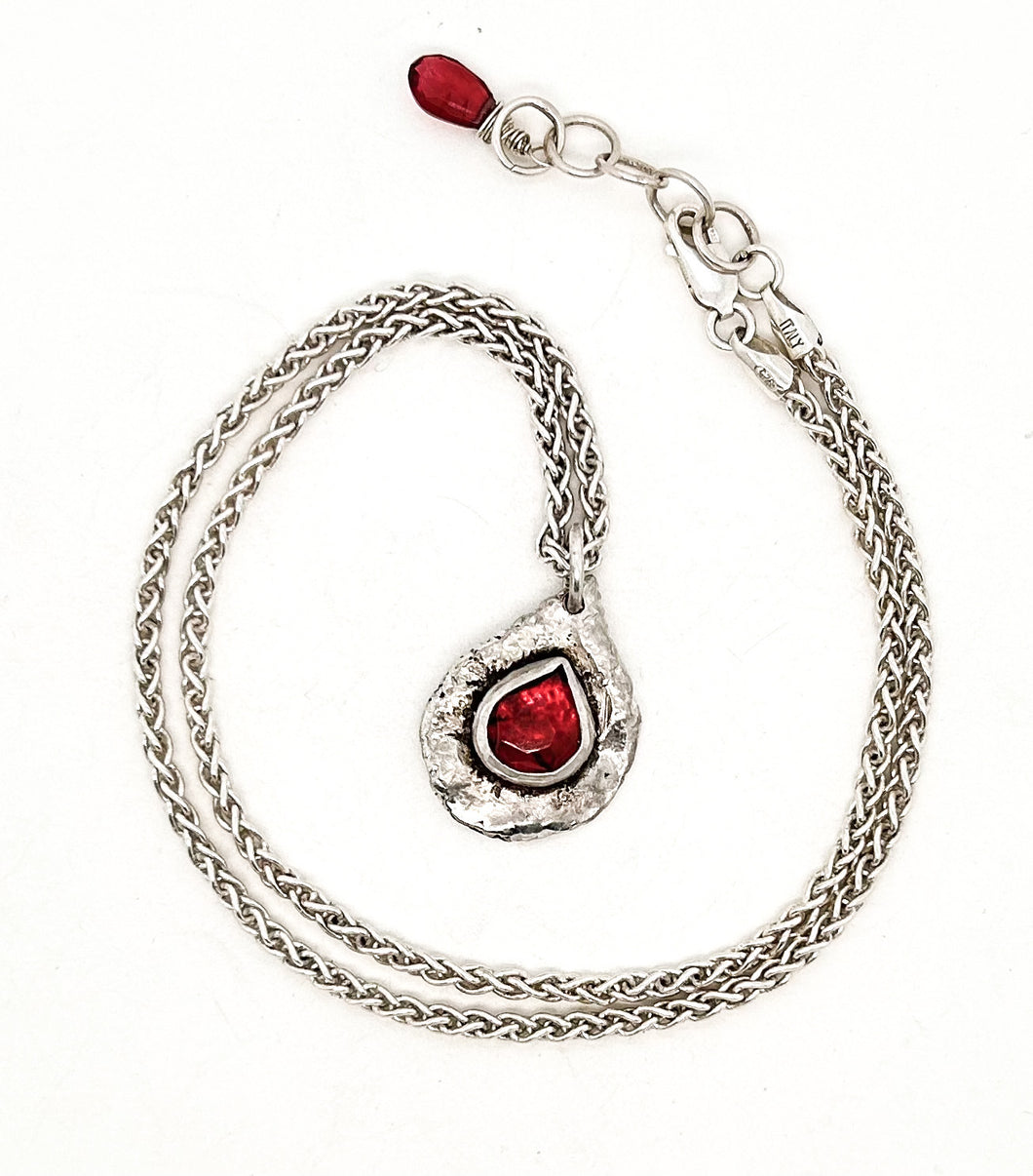 Garnet Rain Drop Necklace