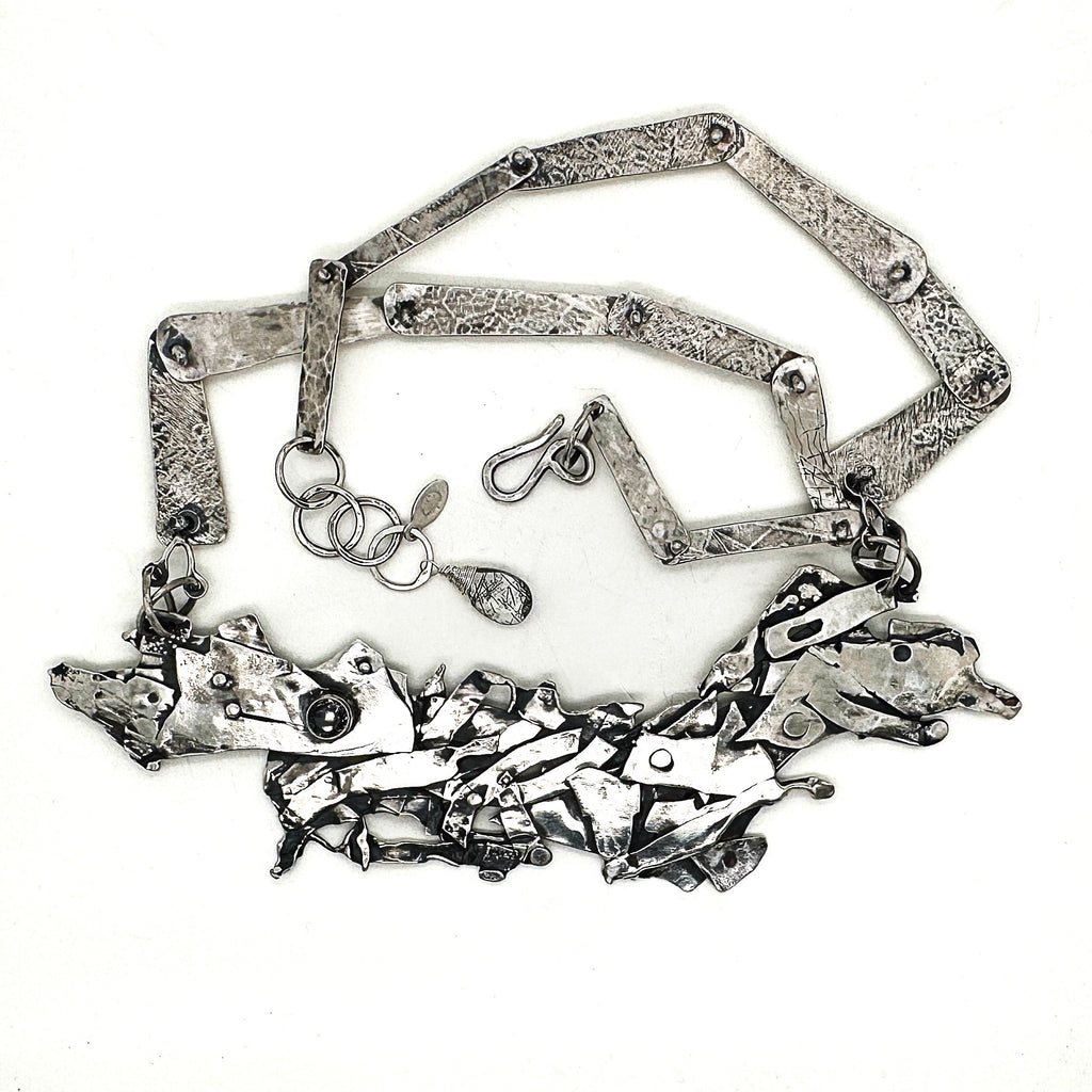 Urban Mosaic Necklace-Tourmalinated Quartz
