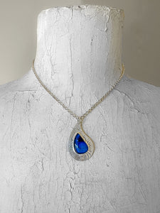 Inky Blue Opal Spring Raindrop Necklace