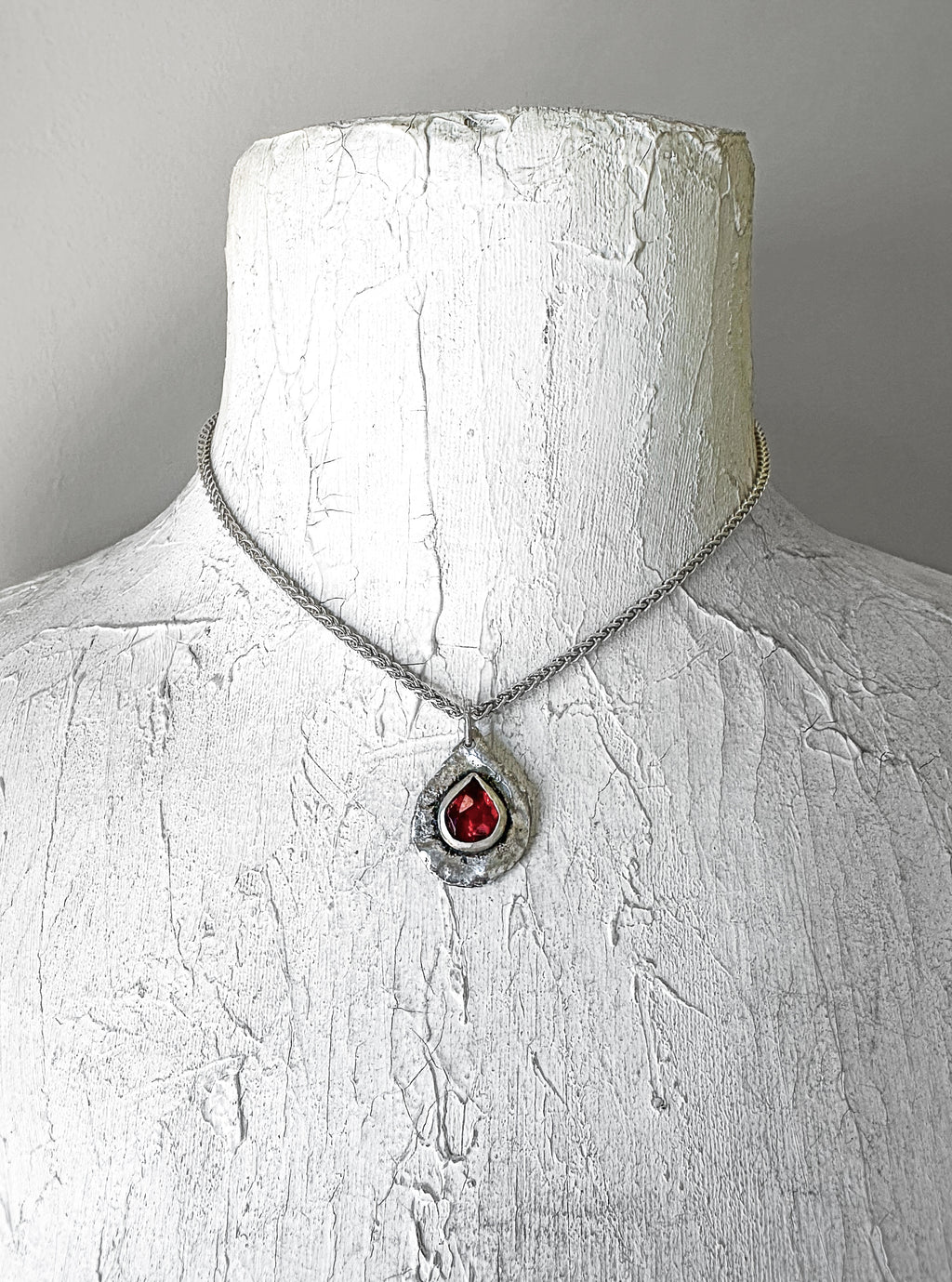 Garnet Rain Drop Necklace