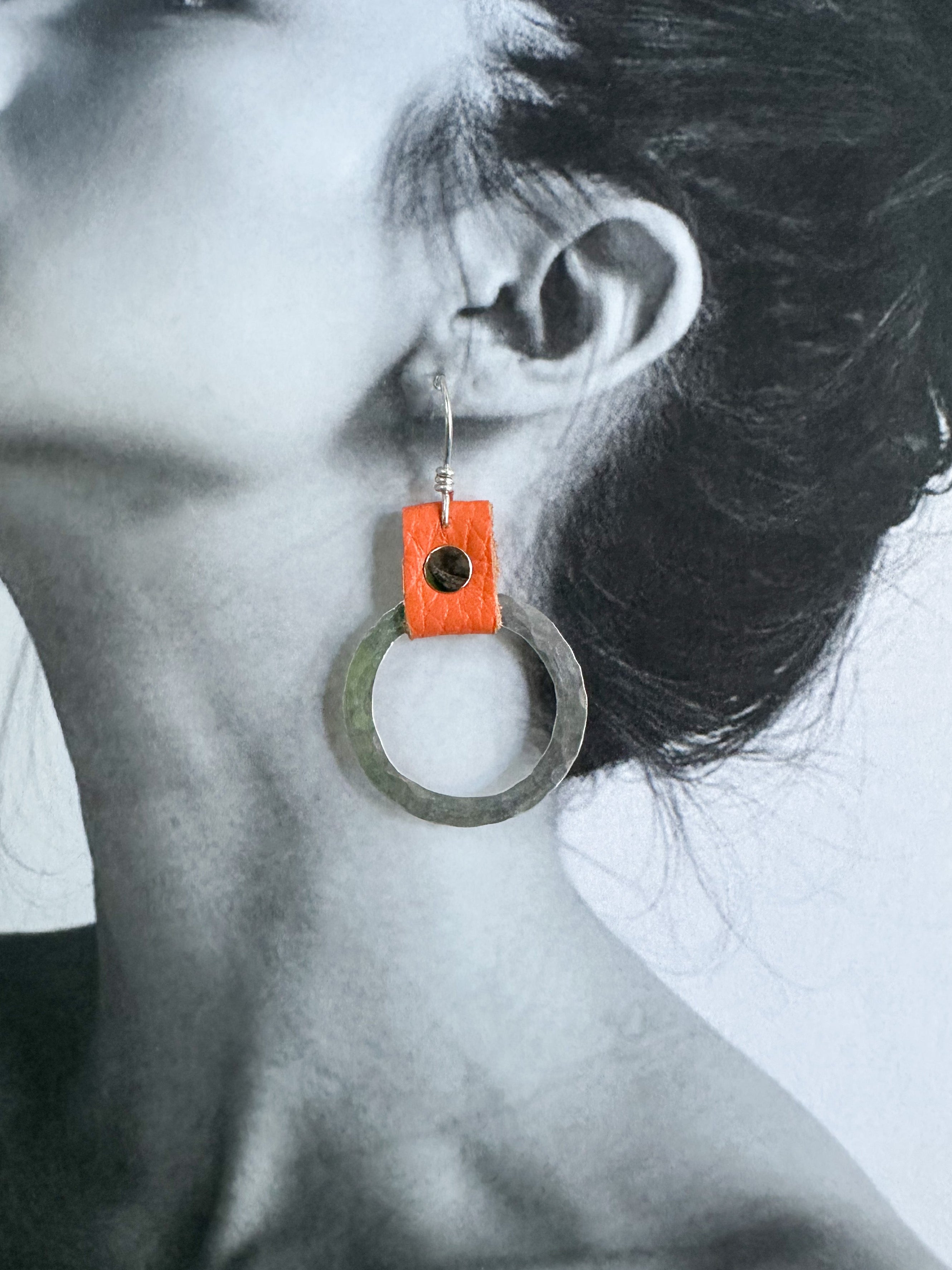 Take the Lead Earrings- Orange Leather Edition
