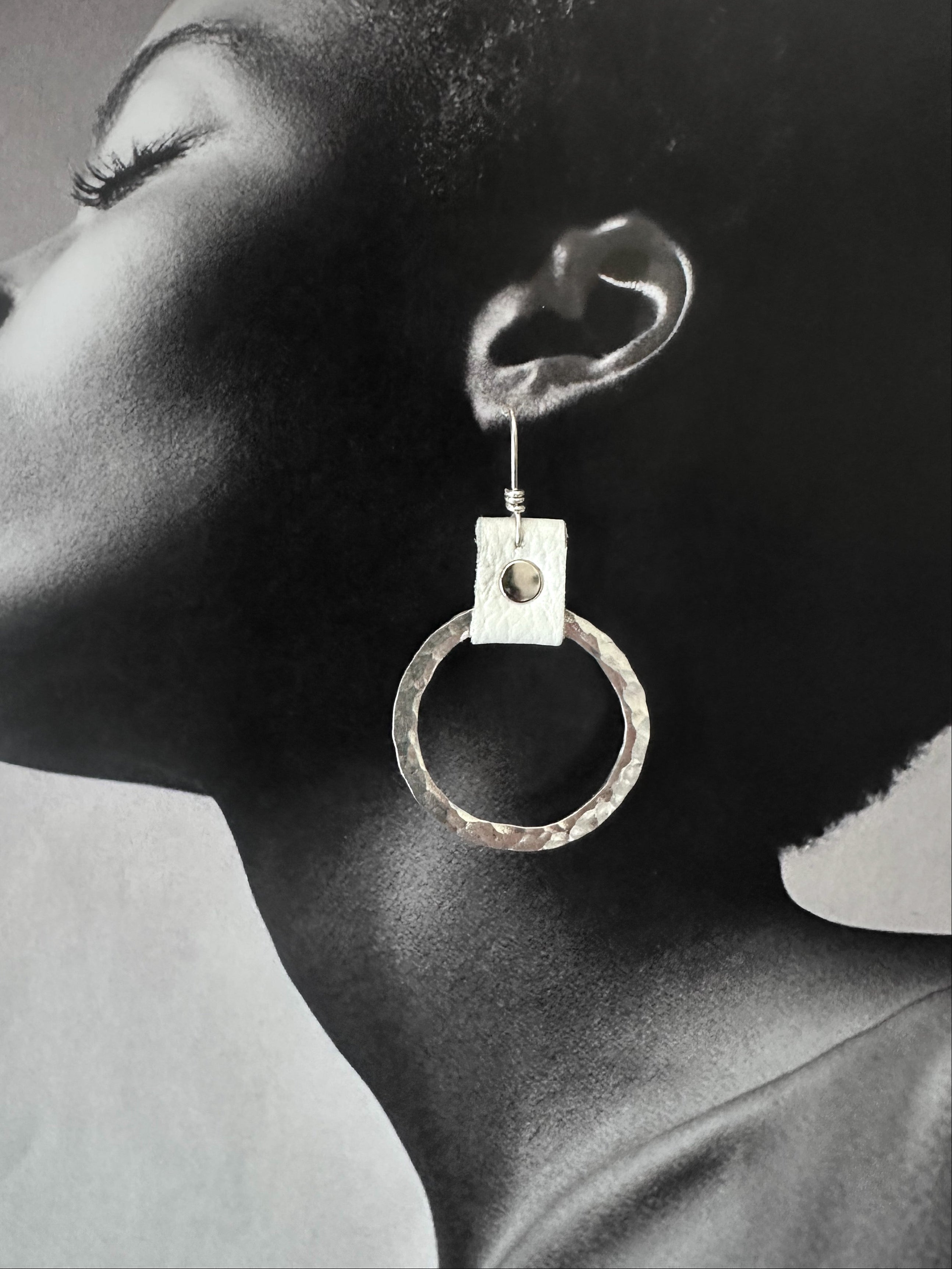 Take the Lead Earrings- White Leather Edition