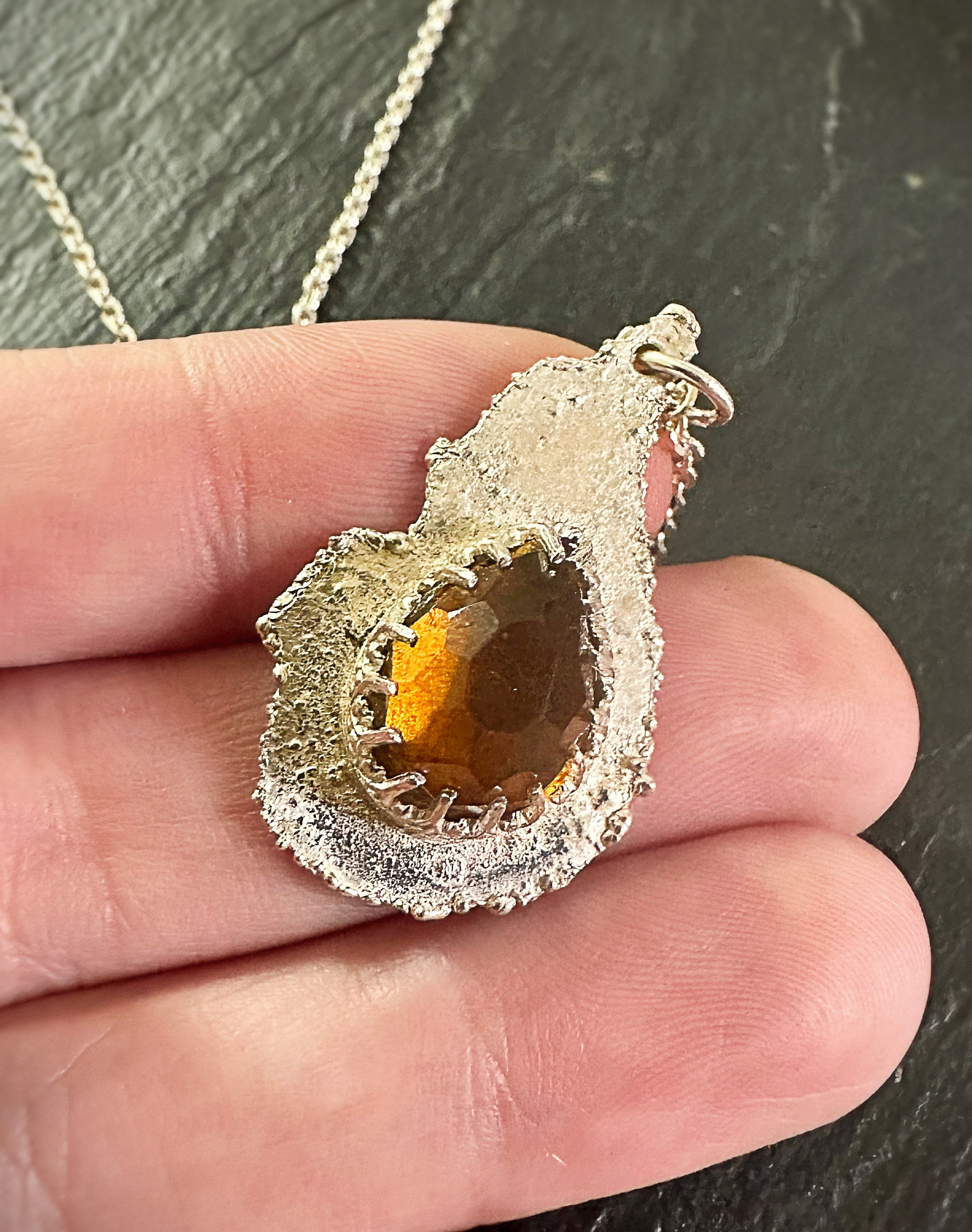 Deep Citrine Drop Necklace