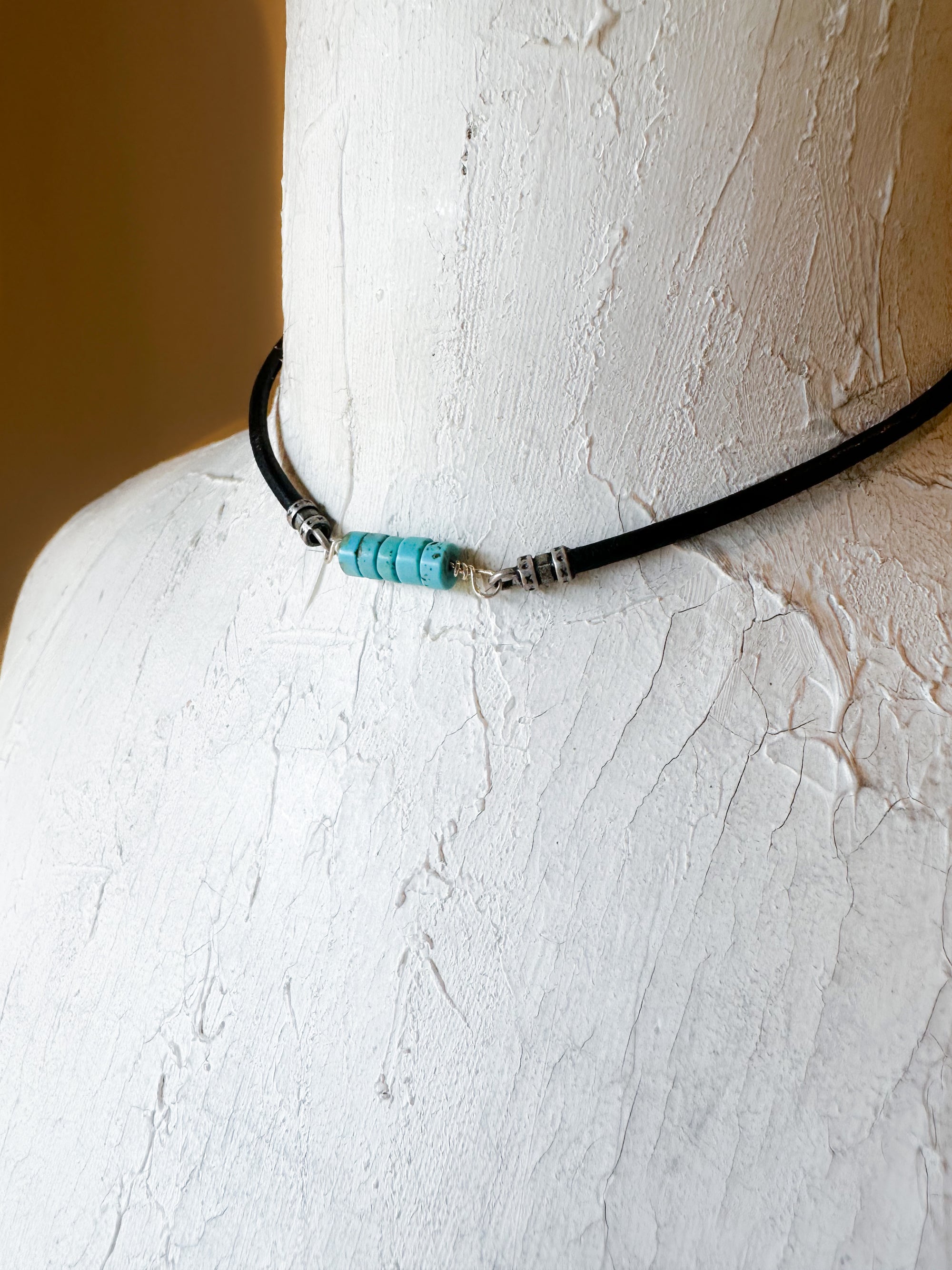 Turquoise and Leather Necklace