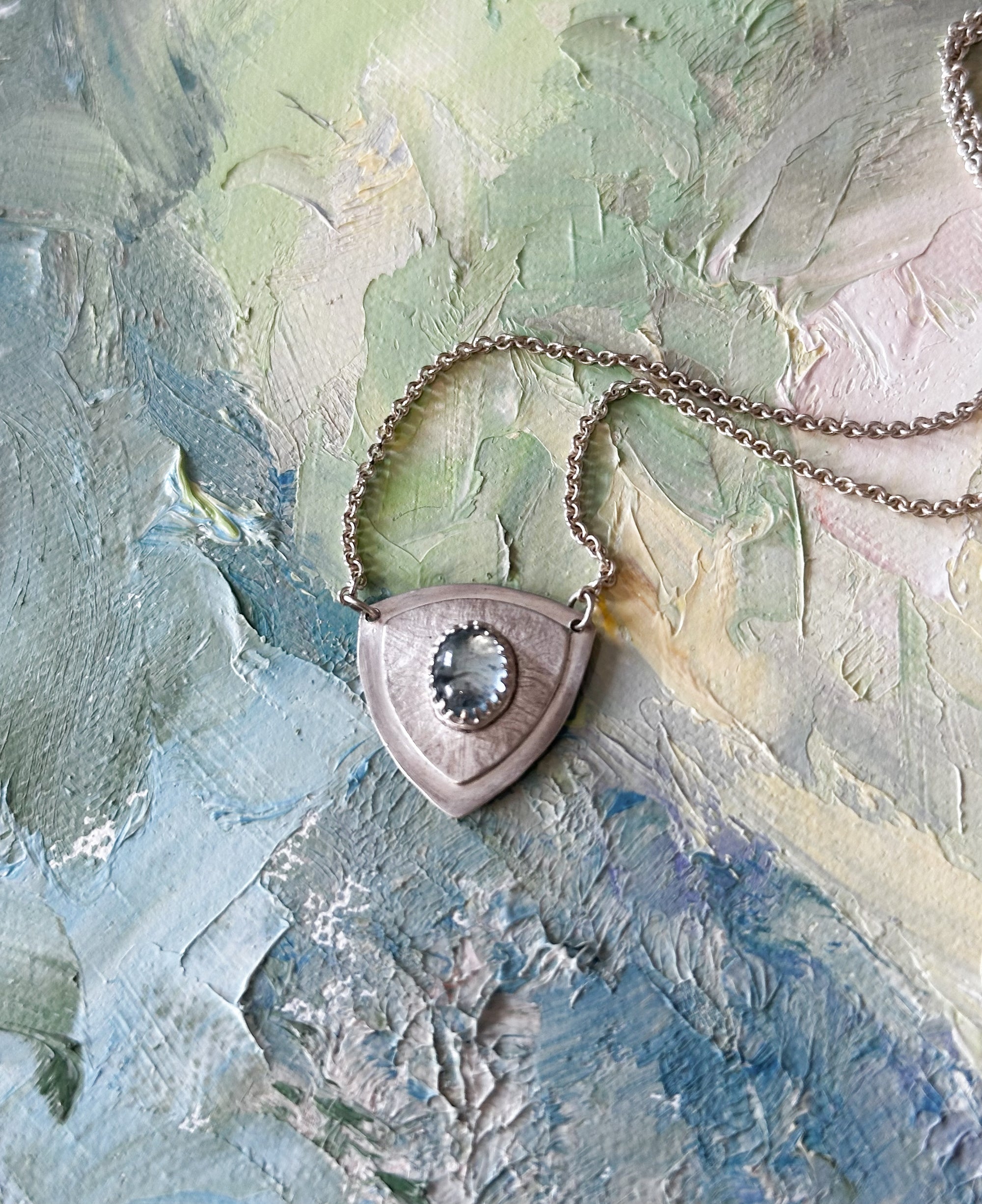 Aquamarine Shield Necklace