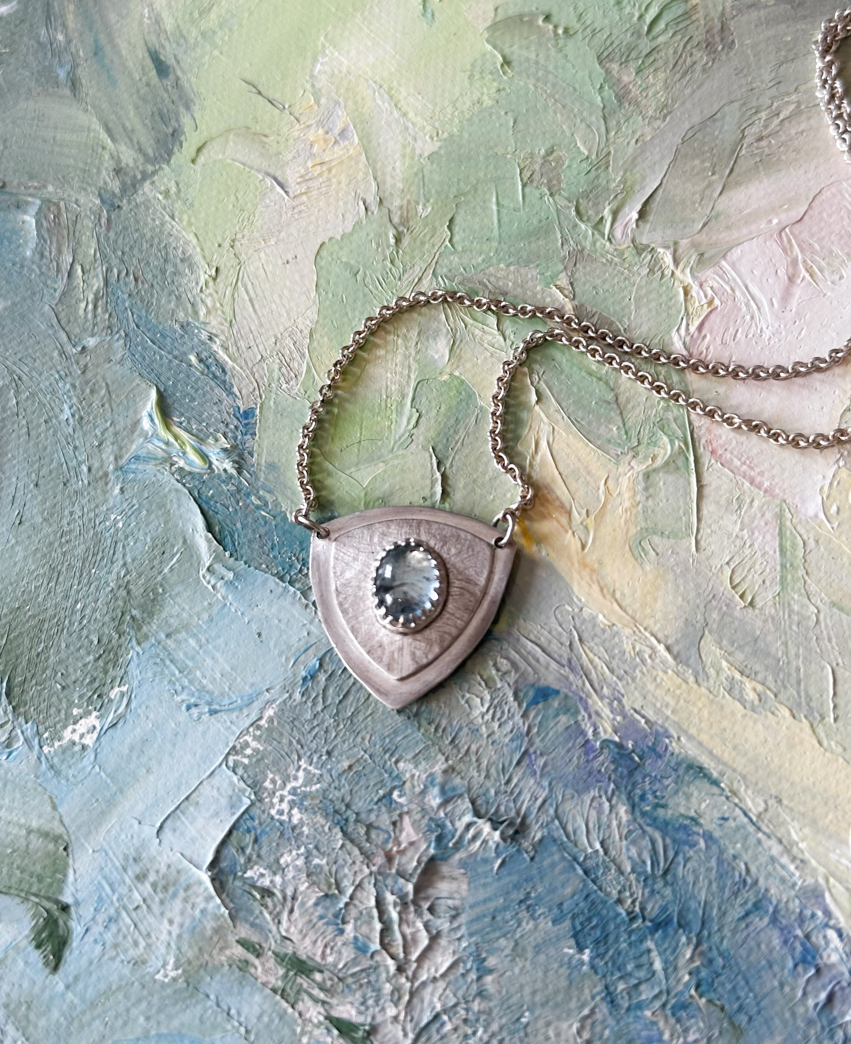 Aquamarine Shield Necklace