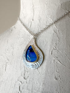 Inky Blue Opal Spring Raindrop Necklace