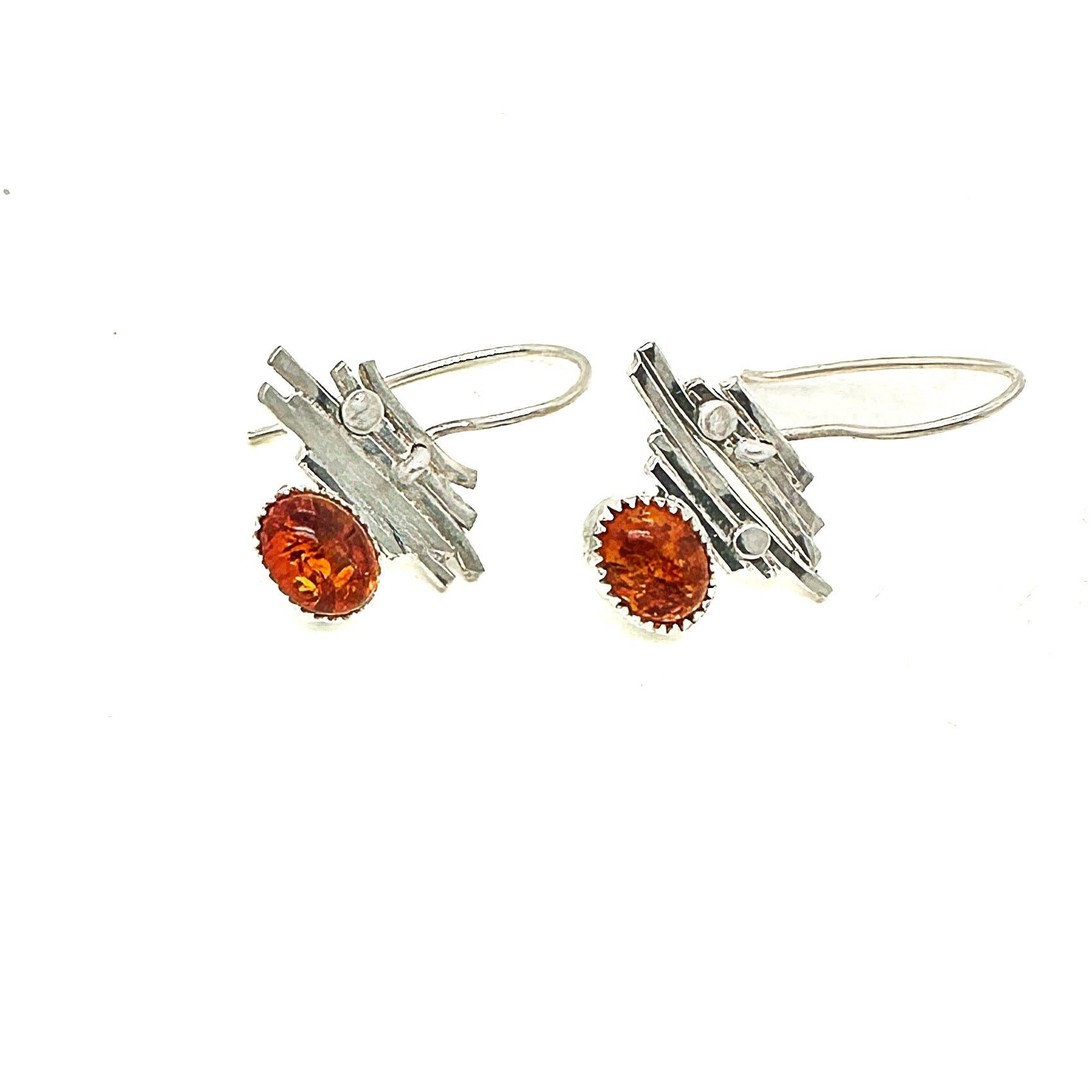 Line & Stone Earrings- Scottish Amber