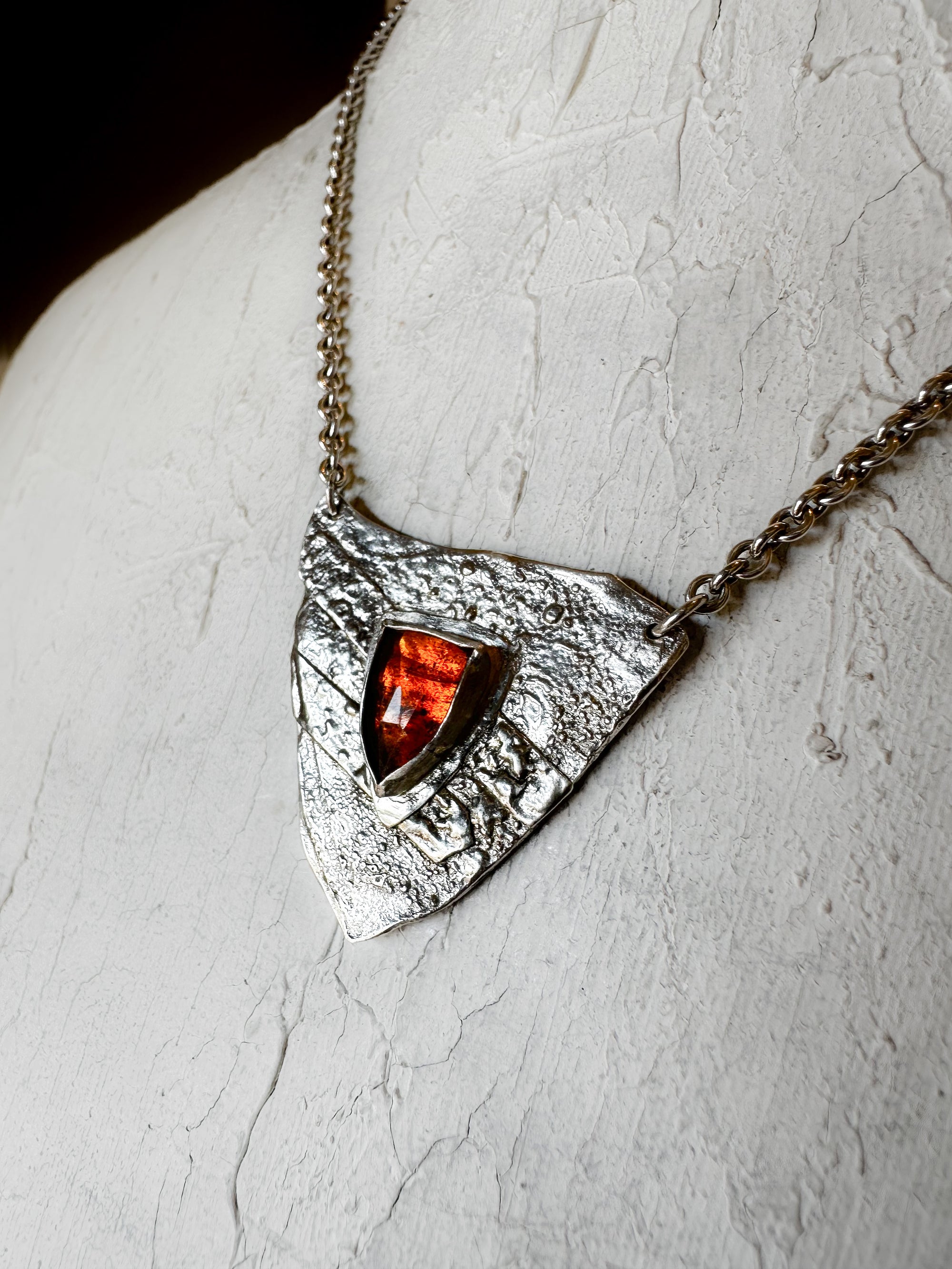 ObscurO Shield Necklace in Orange Kyanite- Ignis