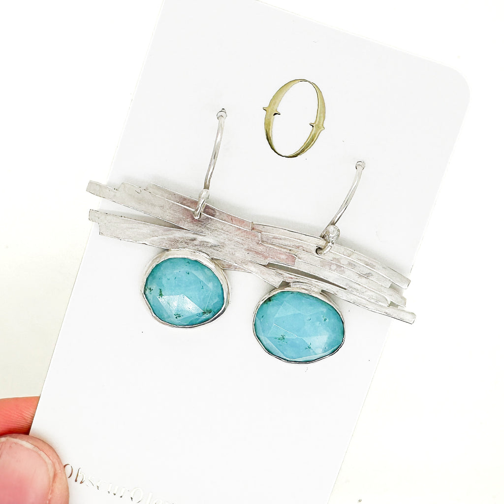 Line & Stone Earrings- Larimar
