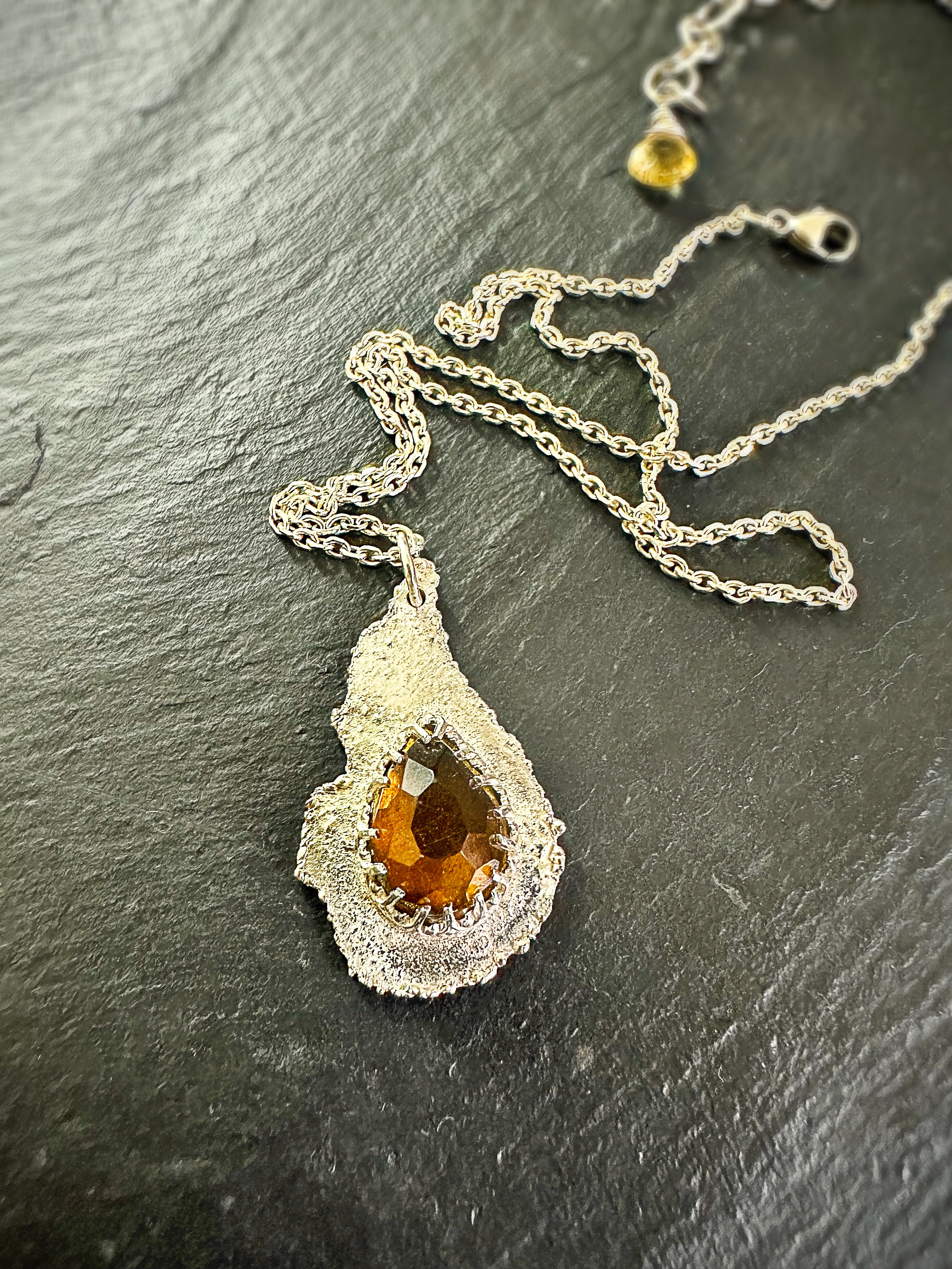 Deep Citrine Drop Necklace