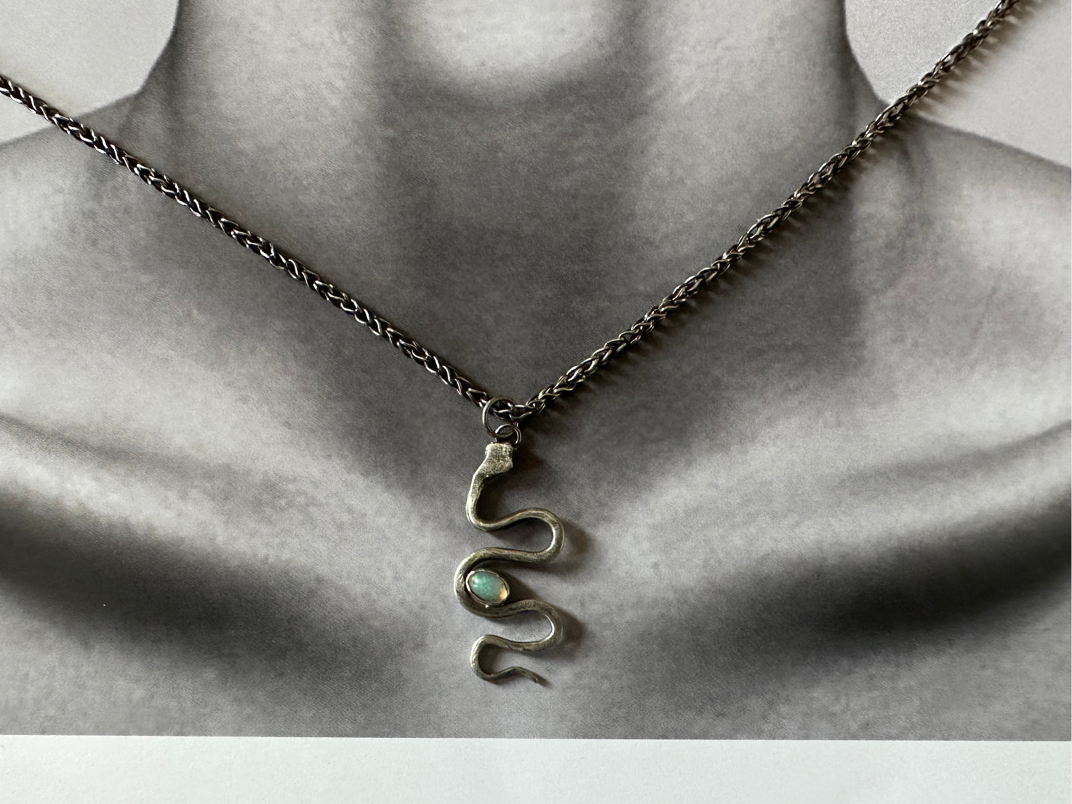Oxidized Serpent Opal Necklace