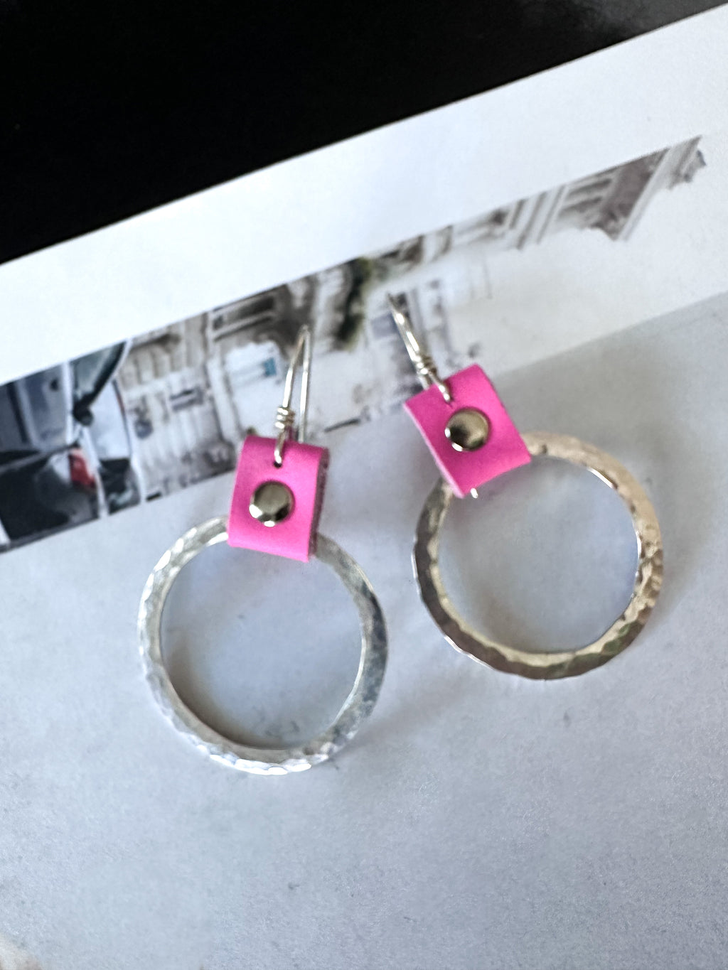 Take the Lead Earrings- Hot Pink Leather Edition