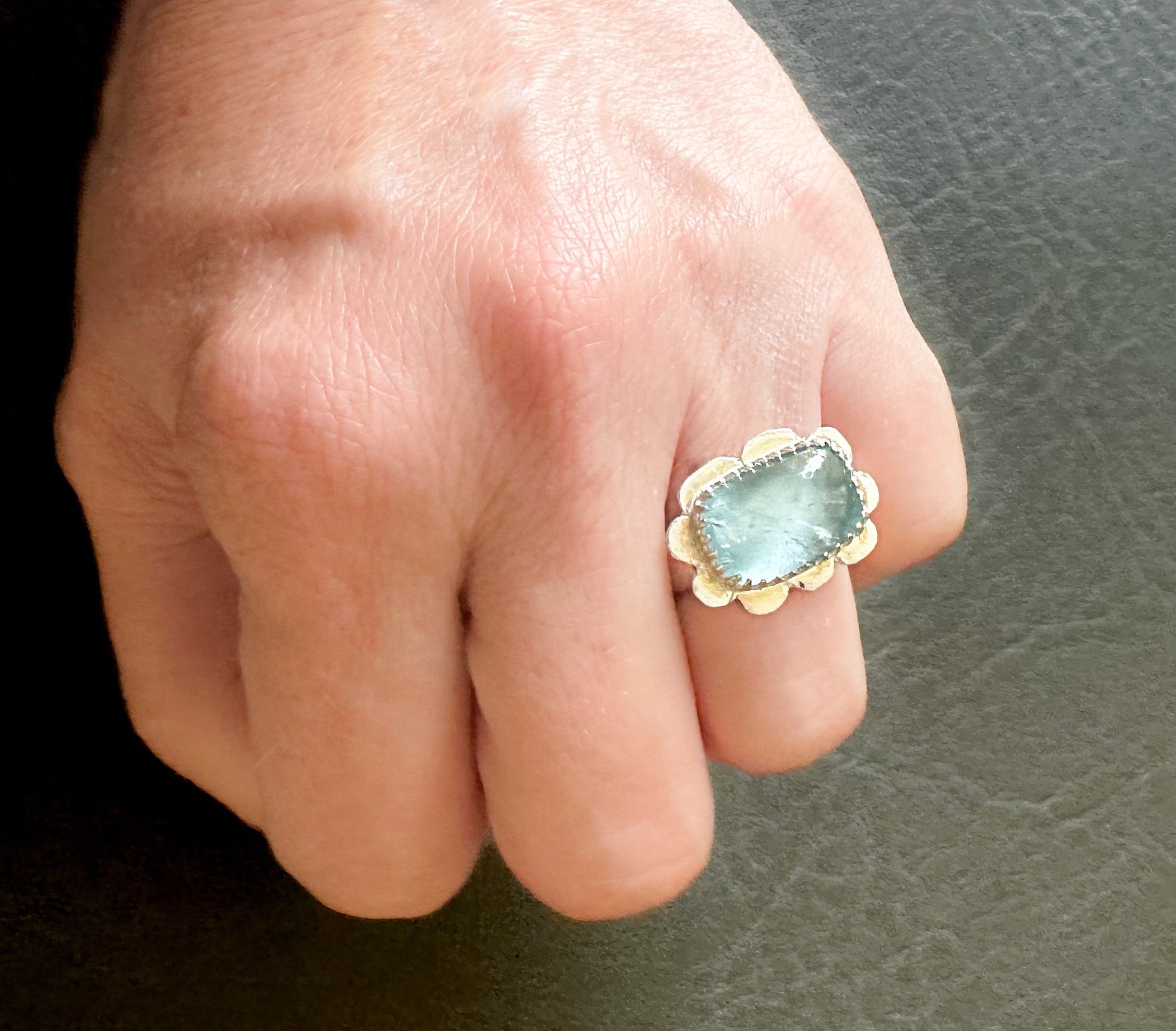 Aquamarine Spring Ring