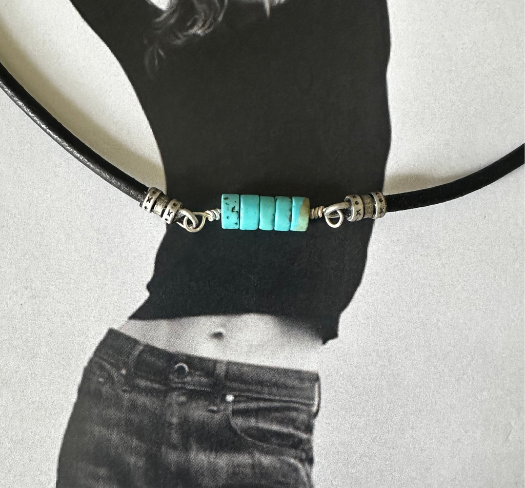 Turquoise and Leather Necklace