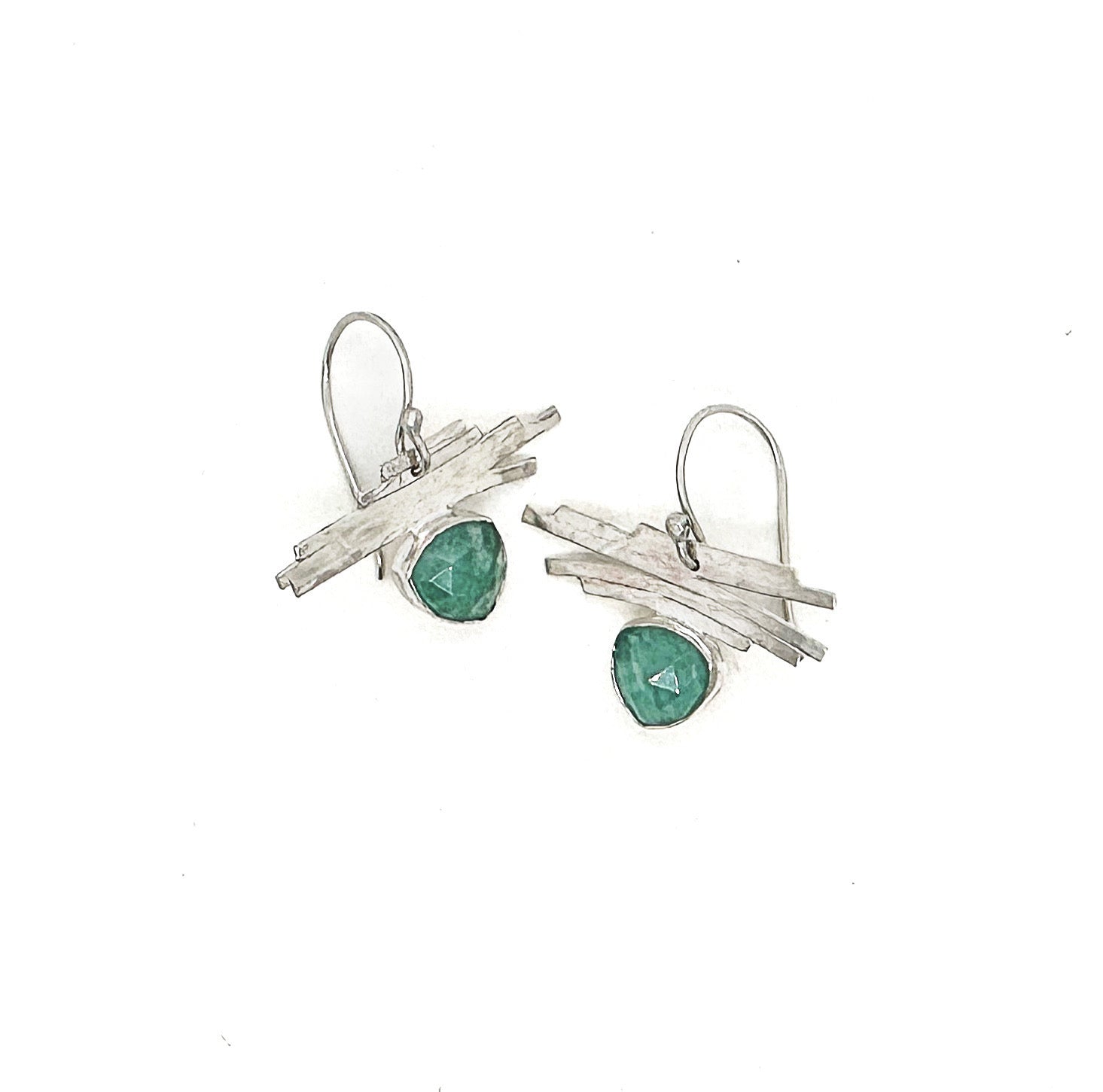 Line & Stone Earrings- Chalcedony