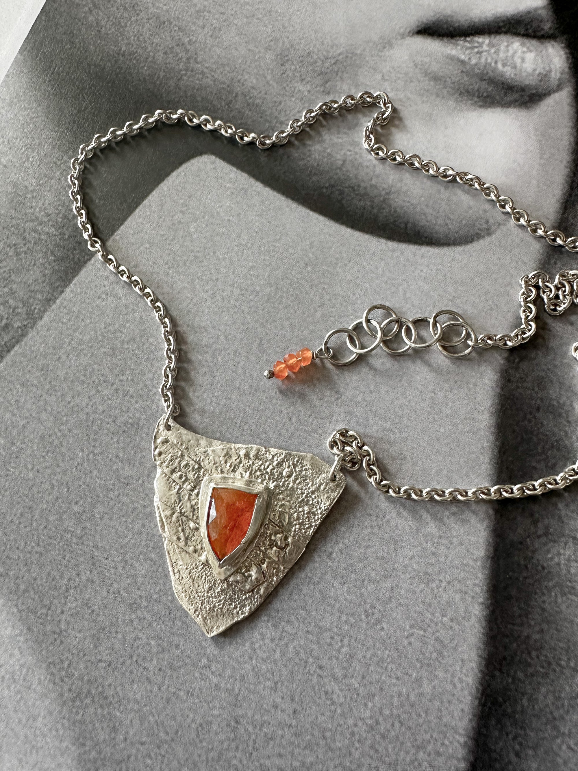 ObscurO Shield Necklace in Orange Kyanite- Ignis