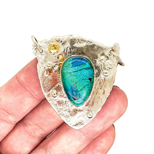 Ancient Shield Necklace in Monarch Opal- 