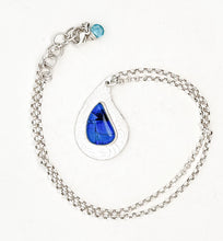 Load image into Gallery viewer, Inky Blue Opal Spring Raindrop Necklace