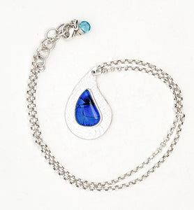 Inky Blue Opal Spring Raindrop Necklace