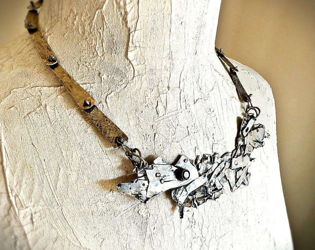 Urban Mosaic Necklace-Tourmalinated Quartz