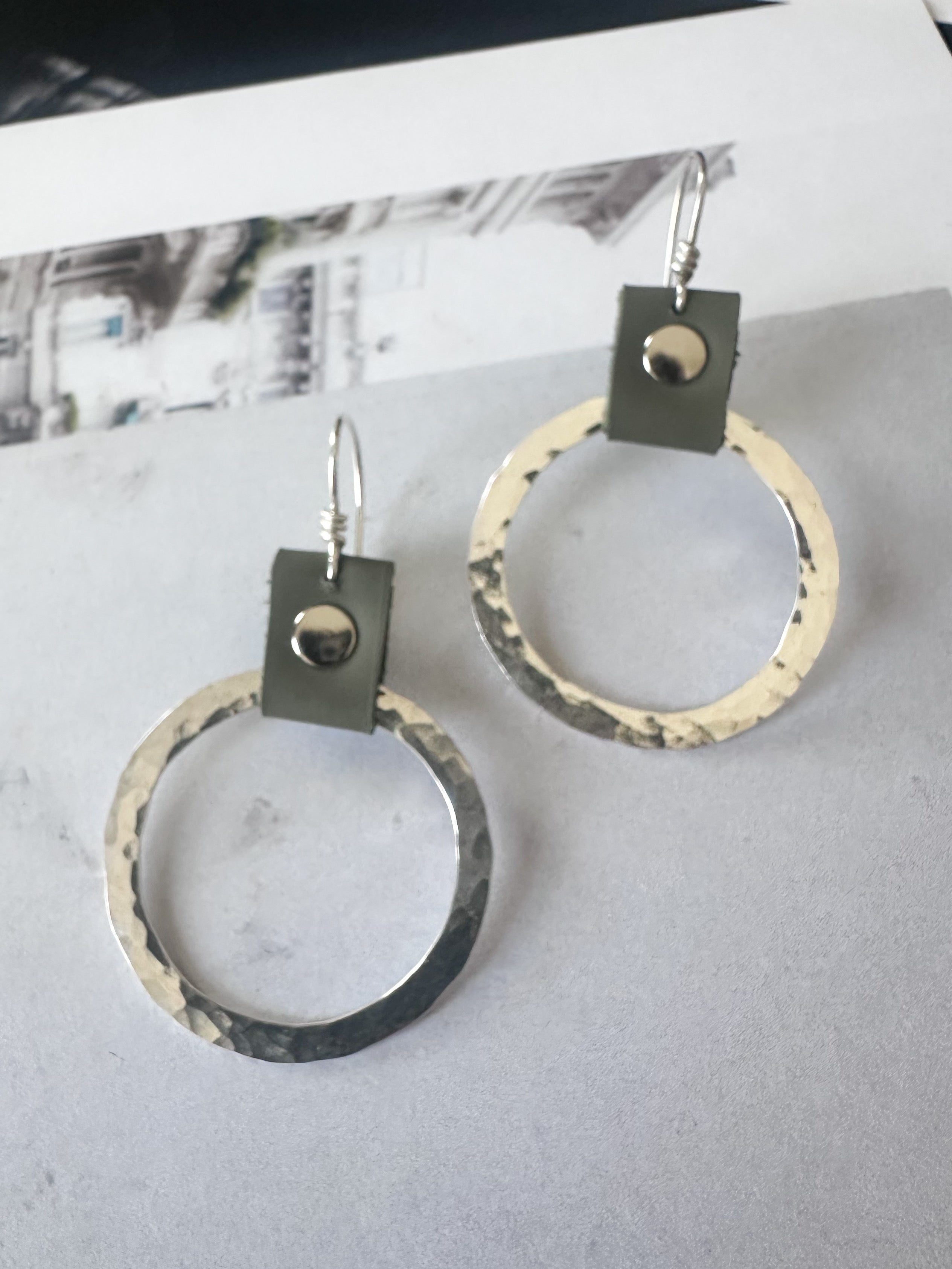 Take the Lead Earrings- Moss Leather Edition