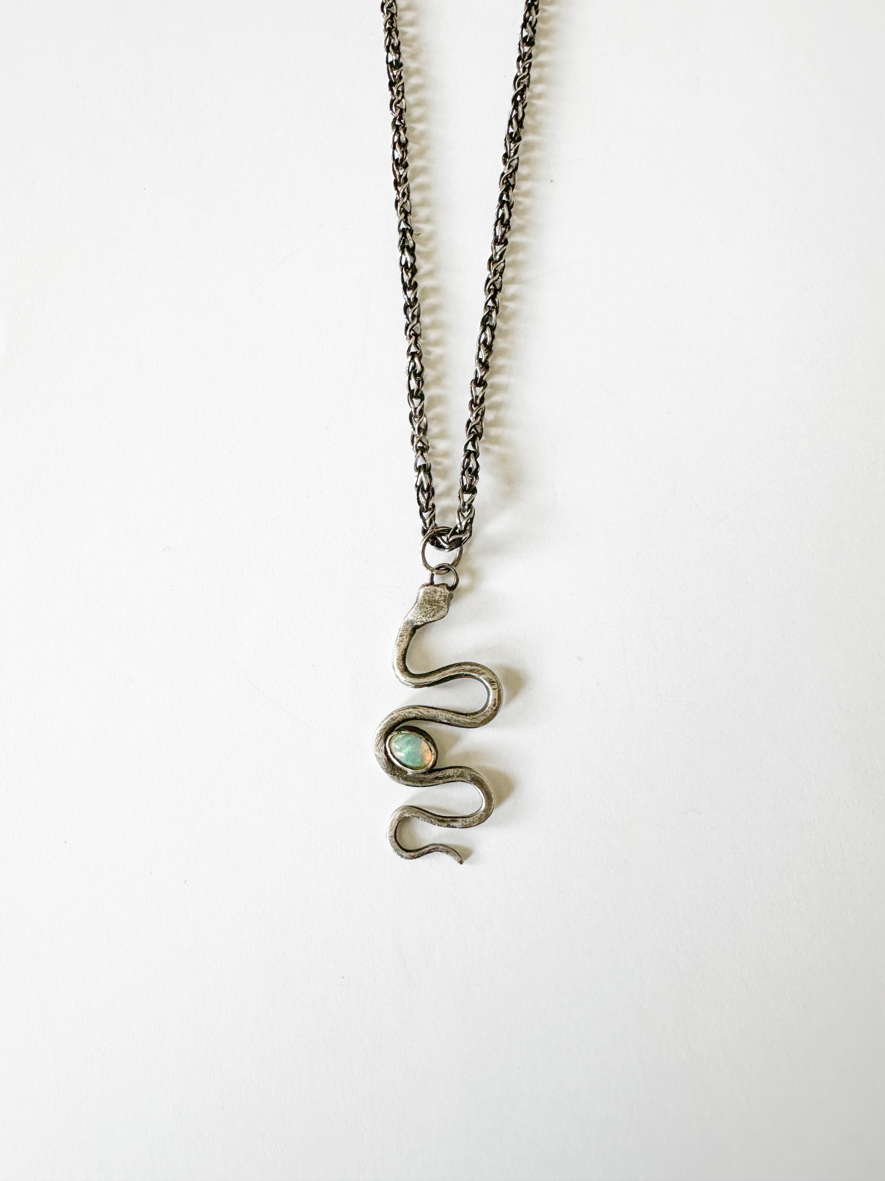 Oxidized Serpent Opal Necklace