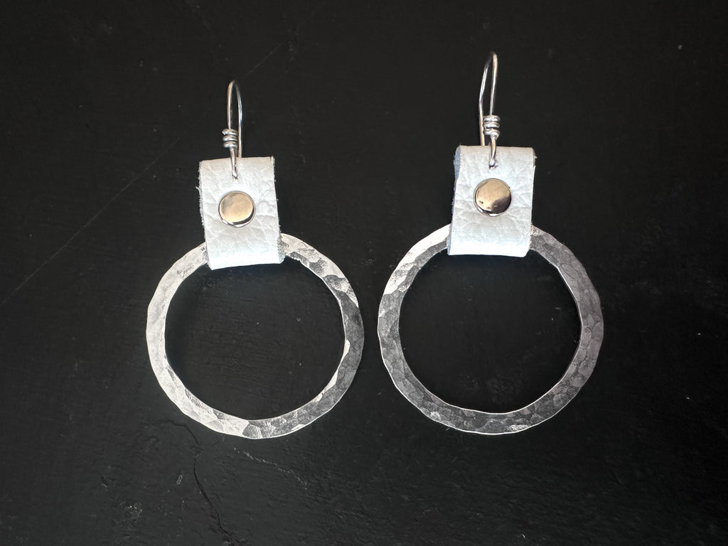 Take the Lead Earrings- White Leather Edition
