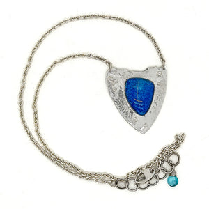Ancient Shield Necklace in Monarch Blue Opal- “Constellation”