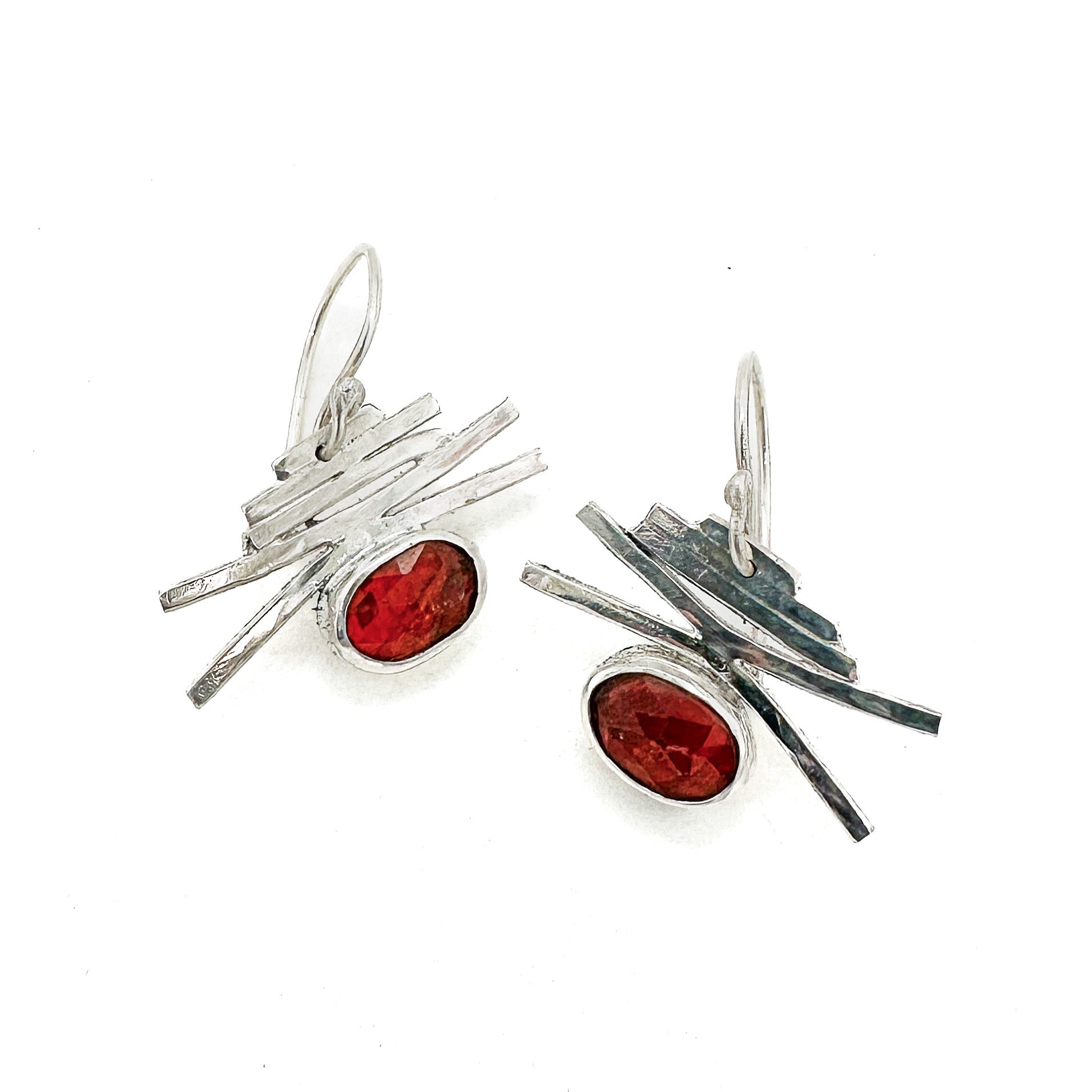 Line & Stone Earrings- Orange Kyanite
