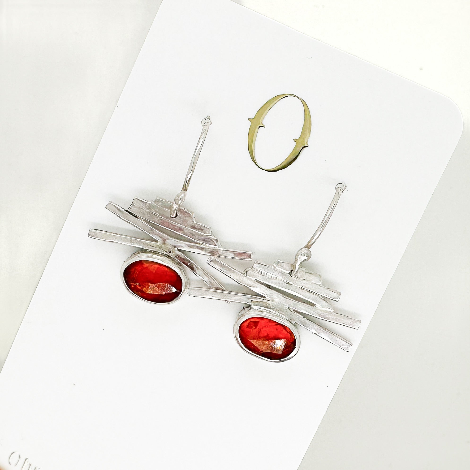 Line & Stone Earrings- Orange Kyanite