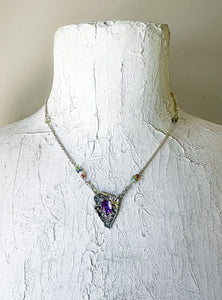 Ancient Revelry Shield Necklace in Amethyst- "Bacchus"