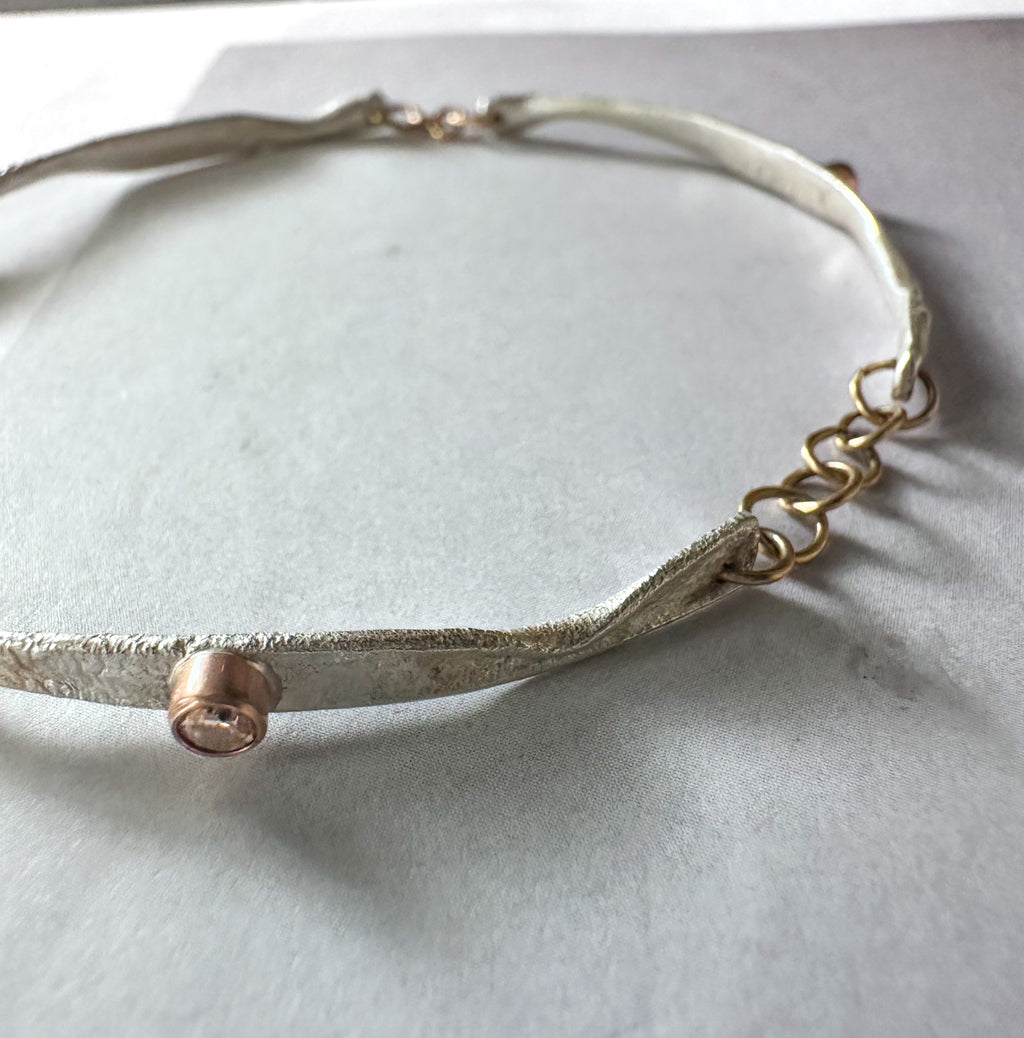 Distilled Rotation Bangle (with champagne quartz and gold accents)