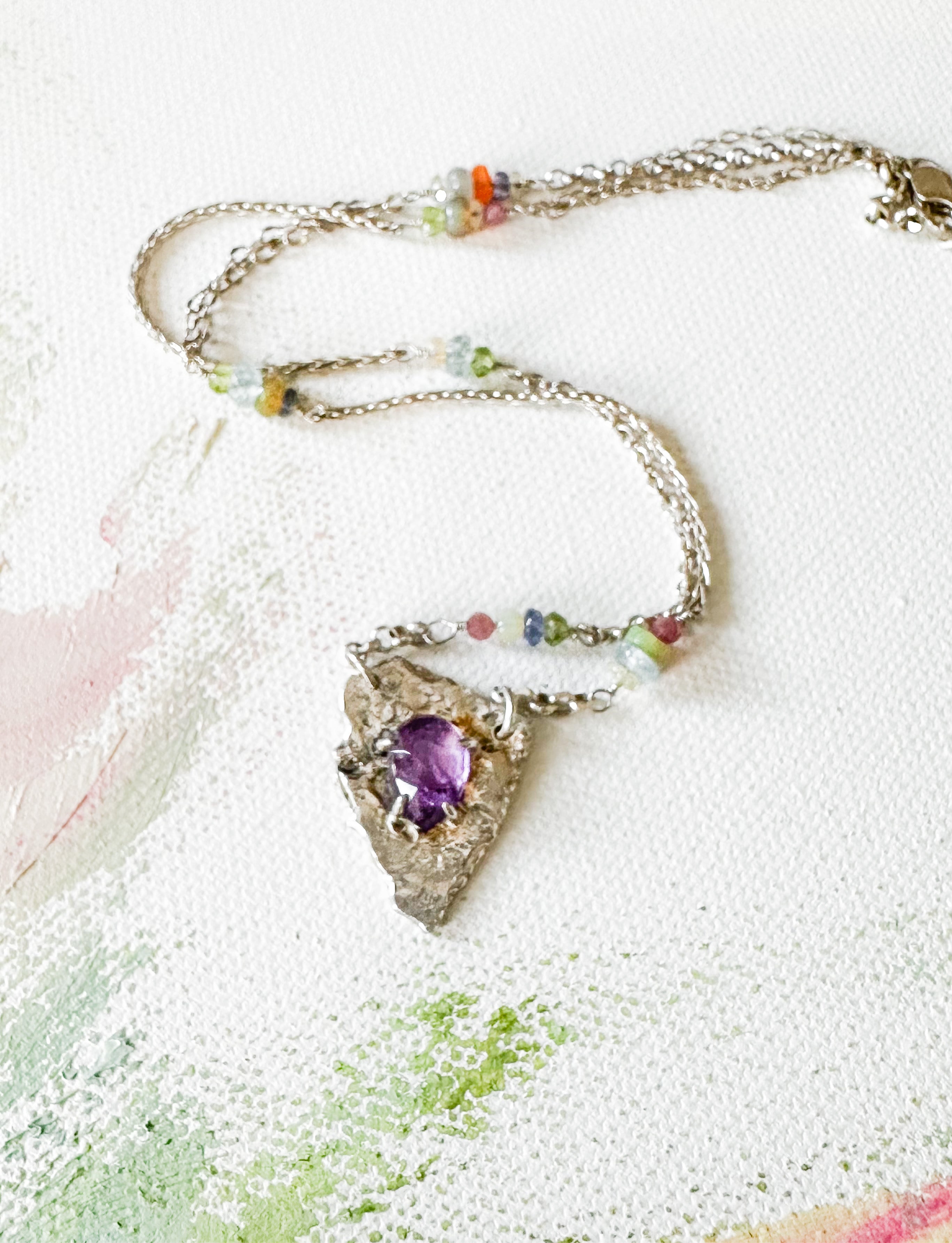Ancient Revelry Shield Necklace in Amethyst