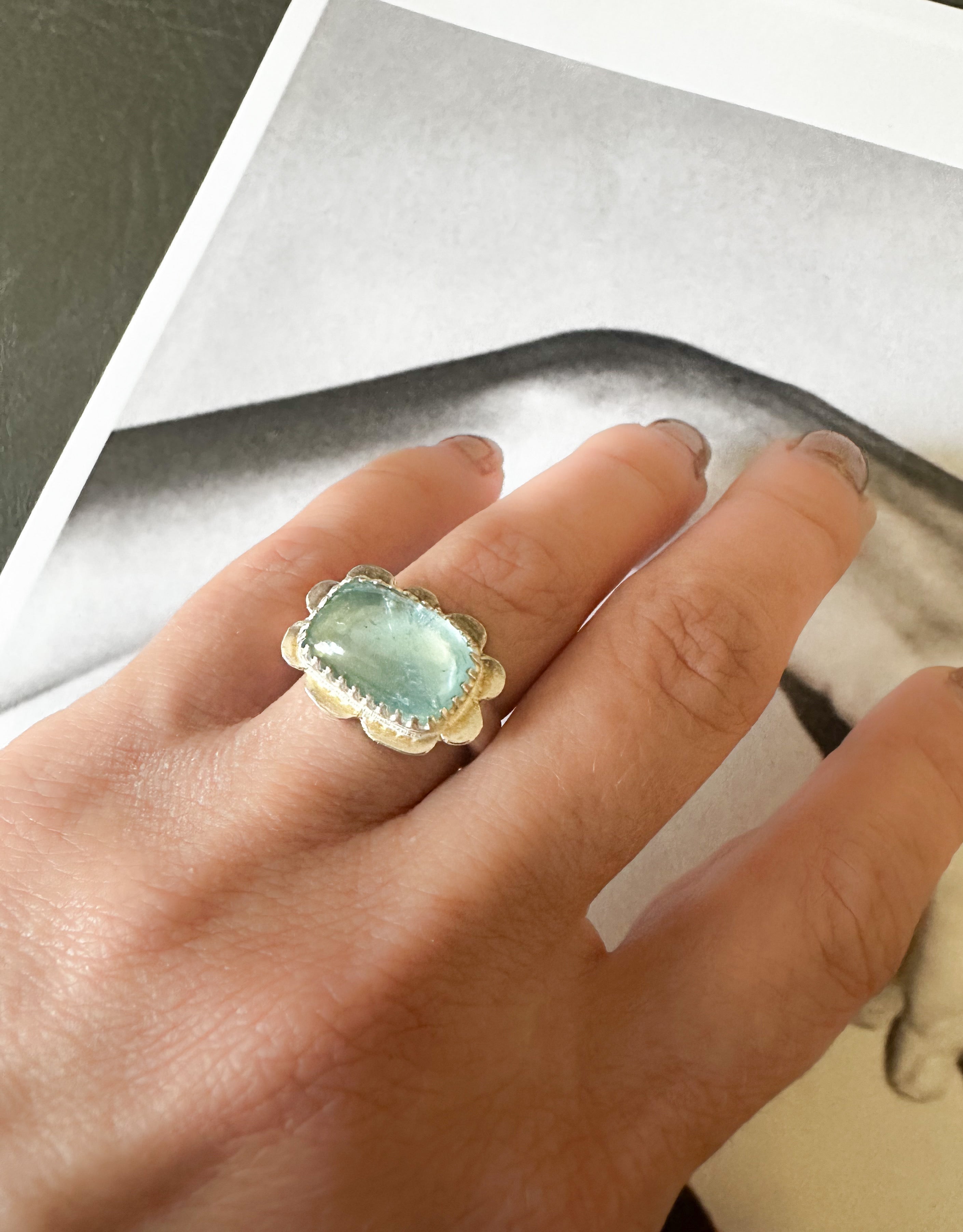 Aquamarine Spring Ring